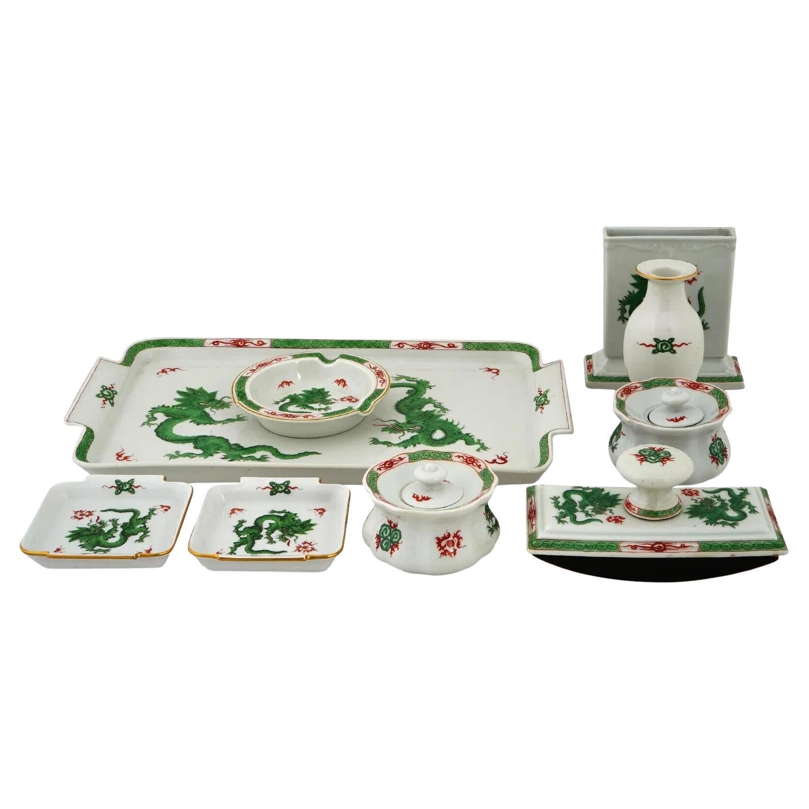 Meissen Green Ming Dragon Porcelain Writing Set For Sale