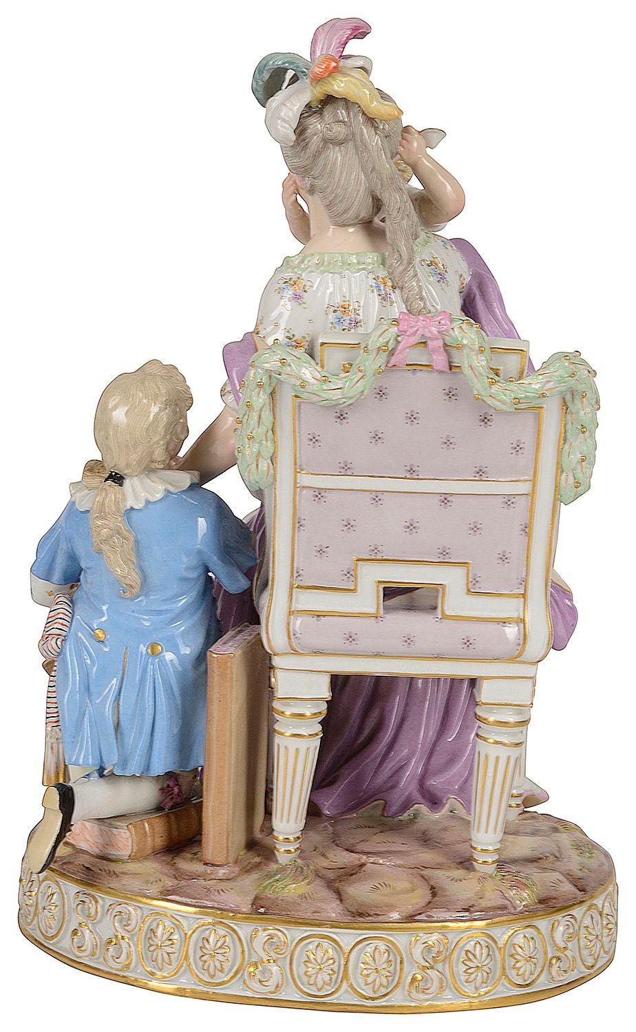 German Meissen group 'A good mother' 19th Century For Sale