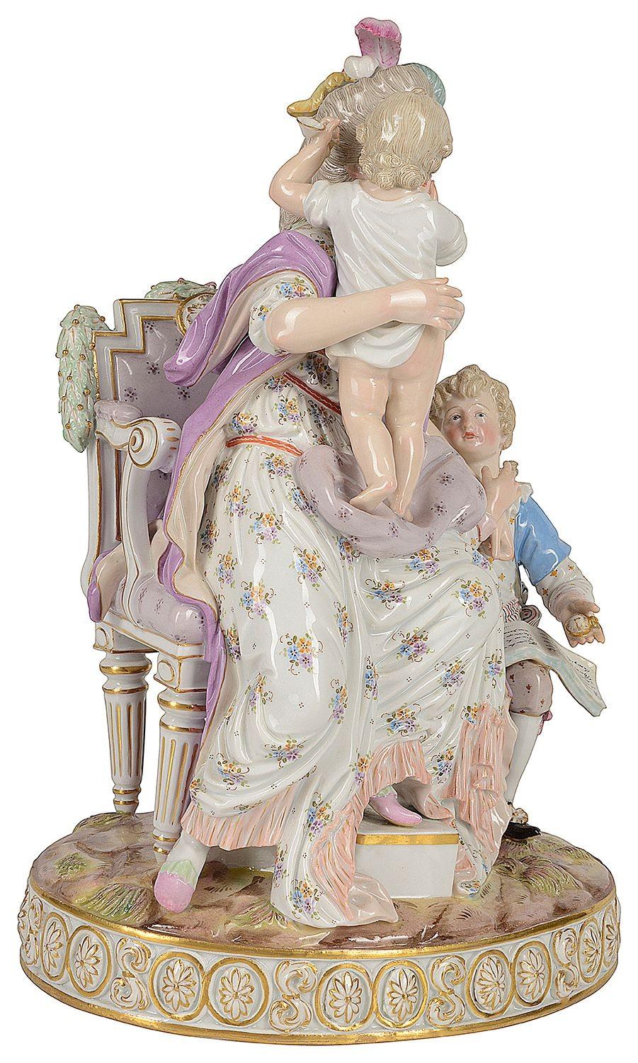 Meissen group 'A good mother' 19th Century In Good Condition For Sale In Brighton, Sussex