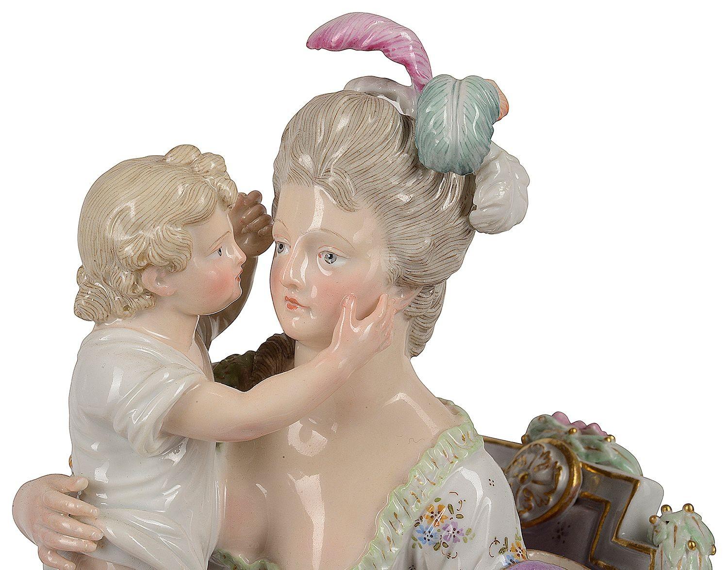 Porcelain Meissen group 'A good mother' 19th Century For Sale