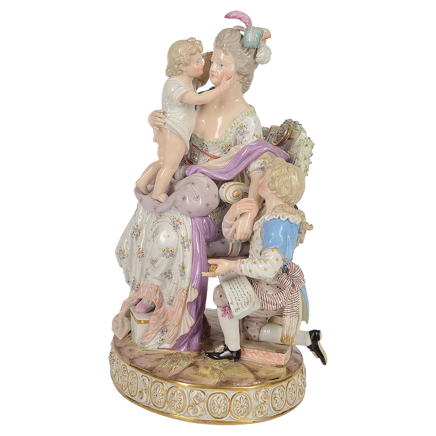 Meissen group 'A good mother' 19th Century For Sale