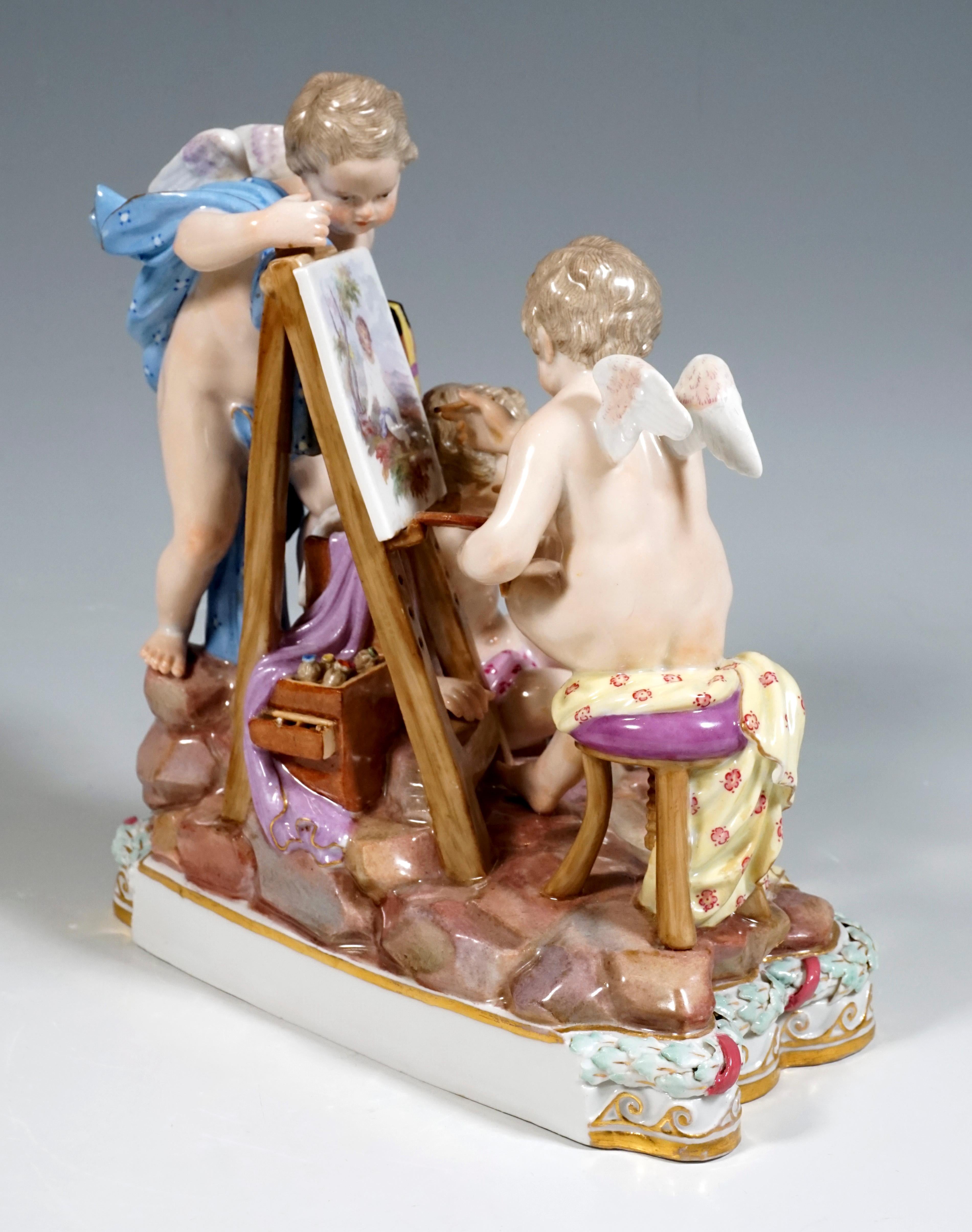 Baroque Meissen Group 'Allegory Of Painting' for Catherine II of Russia, Kaendler c 1860
