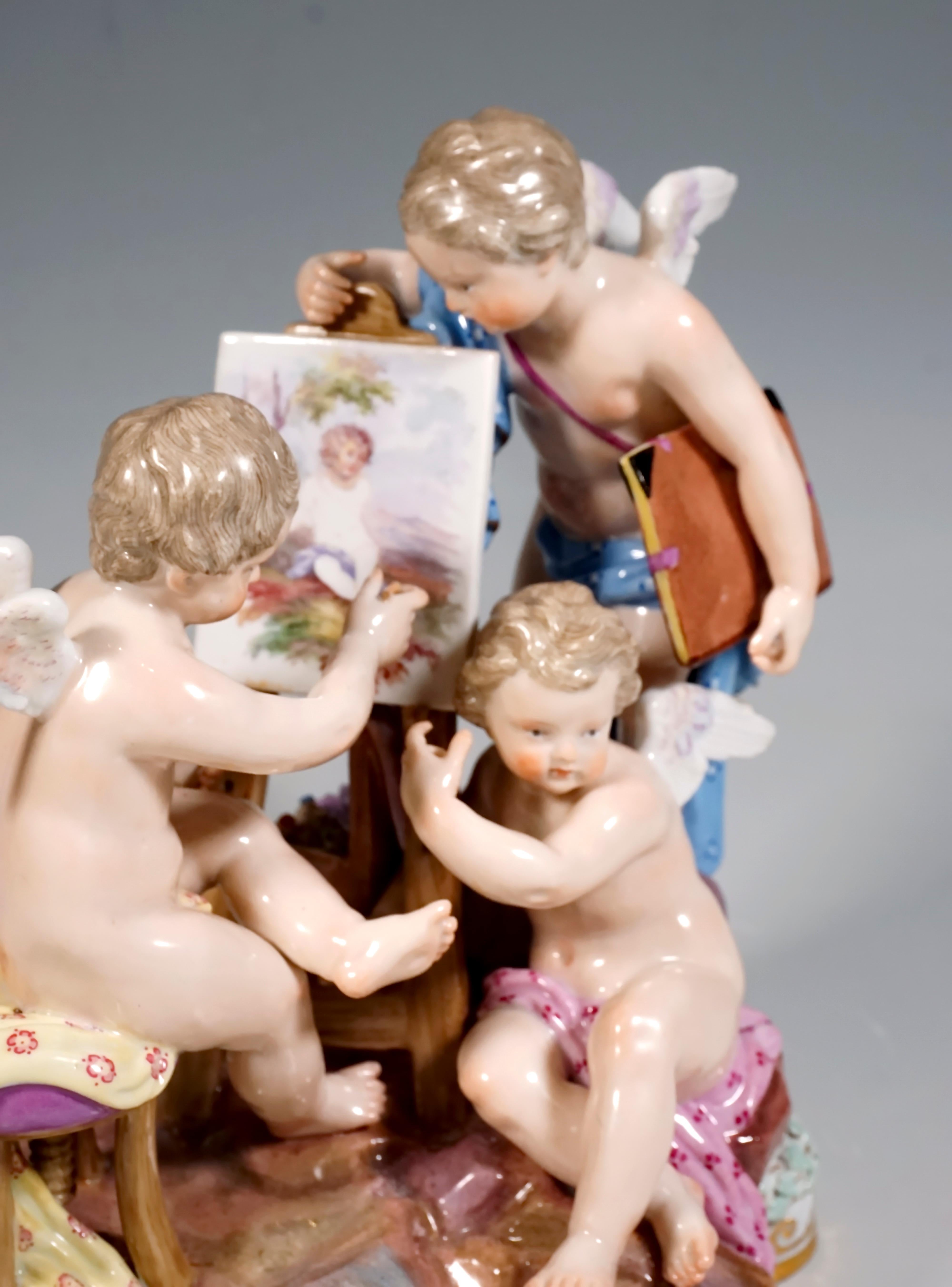 German Meissen Group 'Allegory Of Painting' for Catherine II of Russia, Kaendler c 1860