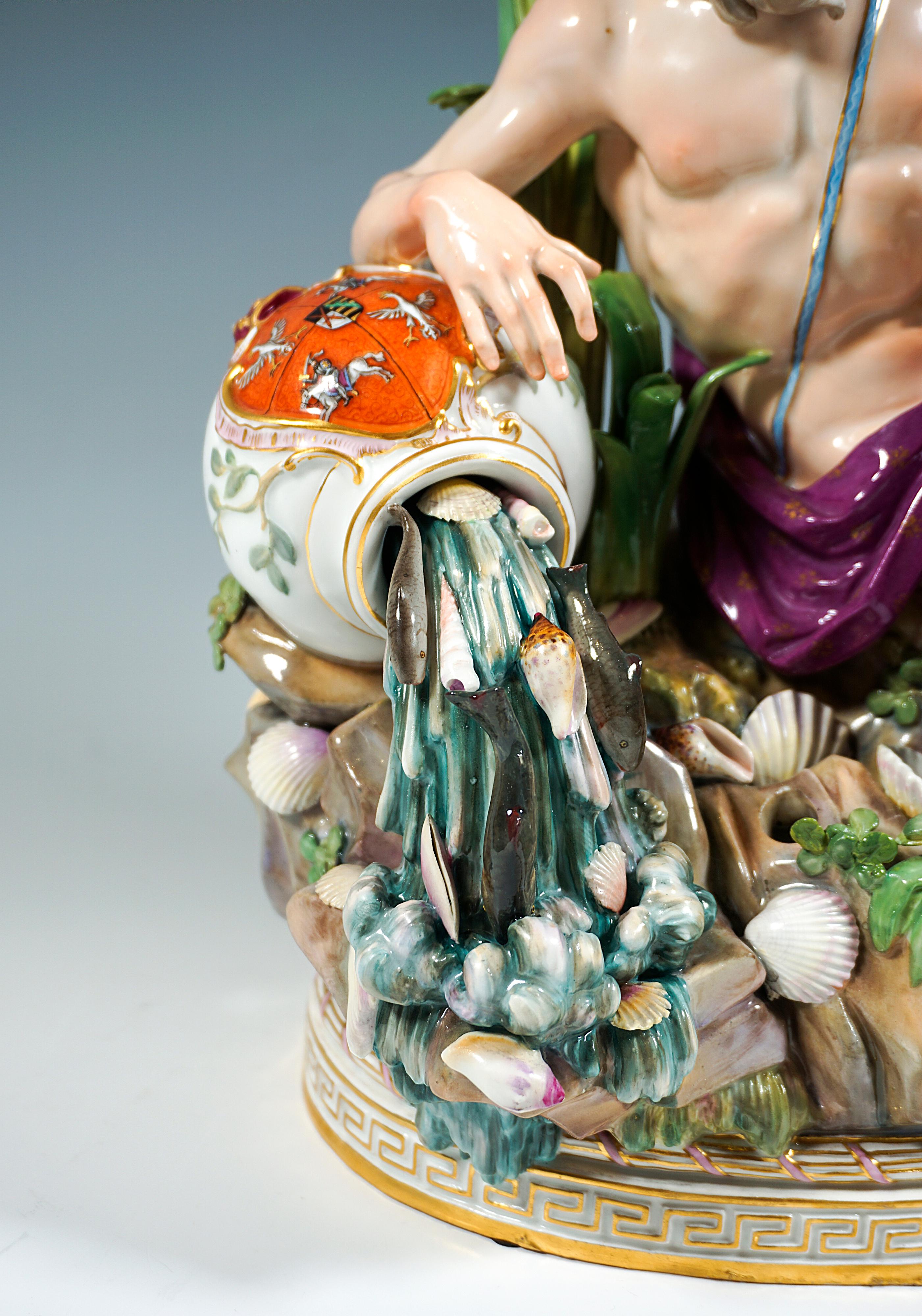 Meissen Group 'Allegory Of The Volga' for Catherine II of Russia, Kaendler, 1850 For Sale 4