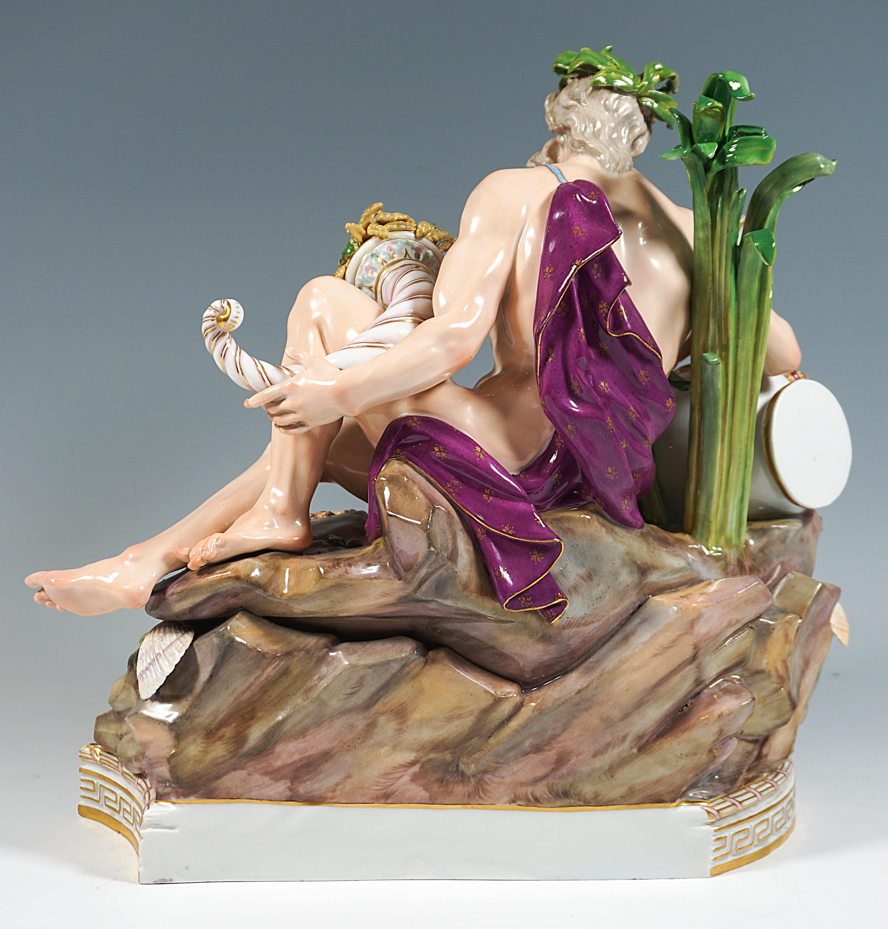 Baroque Meissen Group 'Allegory Of The Volga' for Catherine II of Russia, Kaendler, 1850 For Sale
