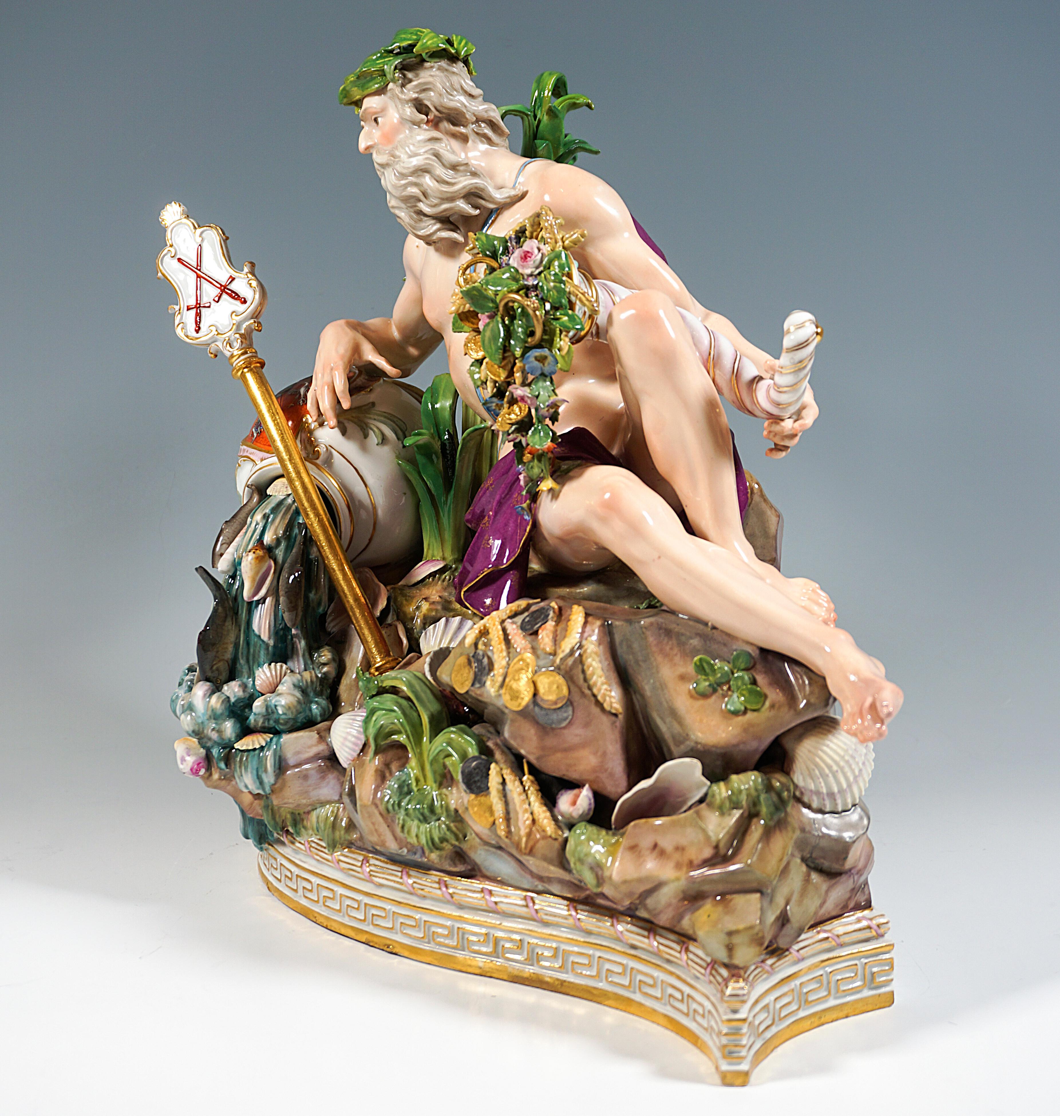 German Meissen Group 'Allegory Of The Volga' for Catherine II of Russia, Kaendler, 1850 For Sale