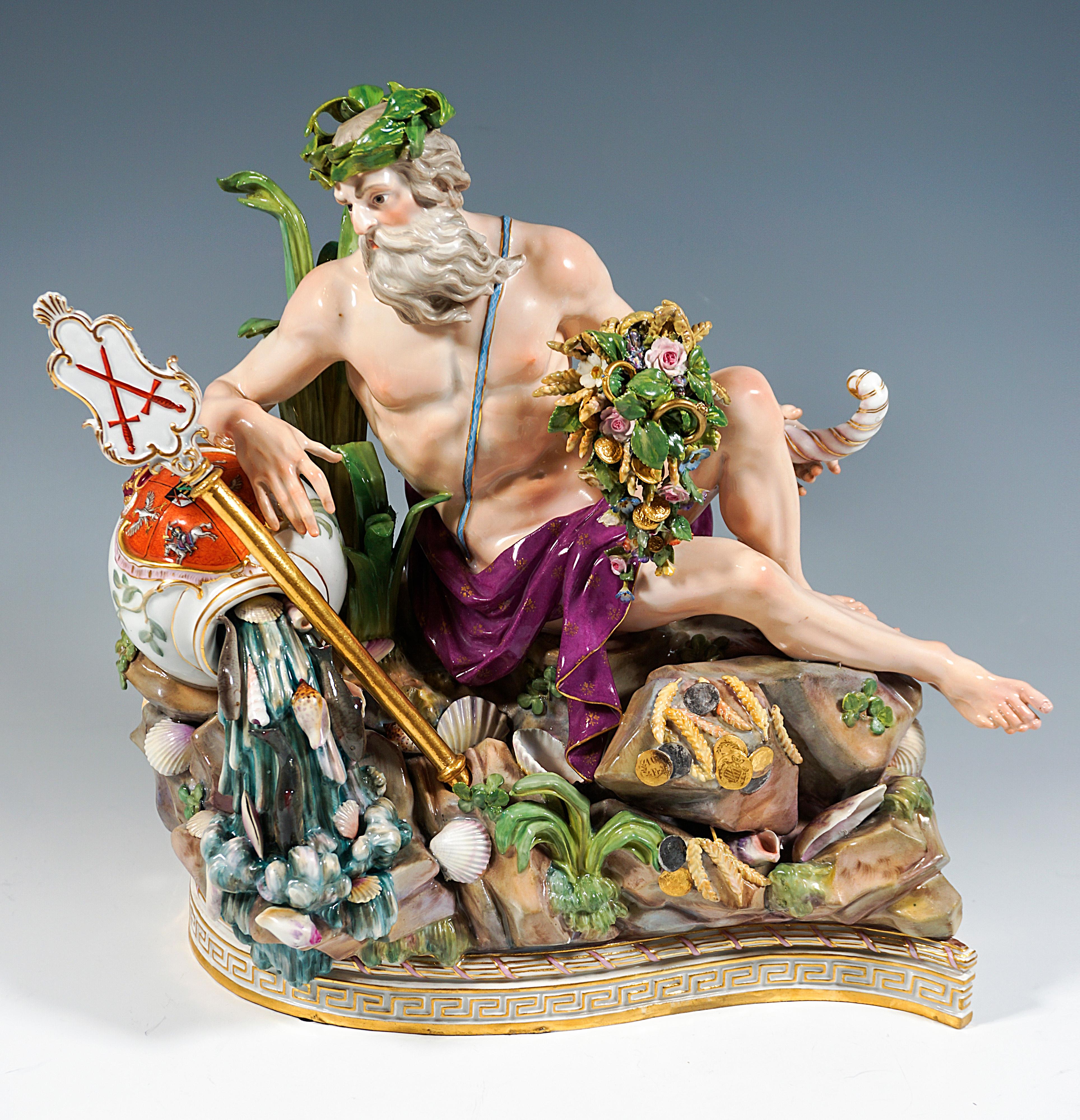 Hand-Crafted Meissen Group 'Allegory Of The Volga' for Catherine II of Russia, Kaendler, 1850 For Sale