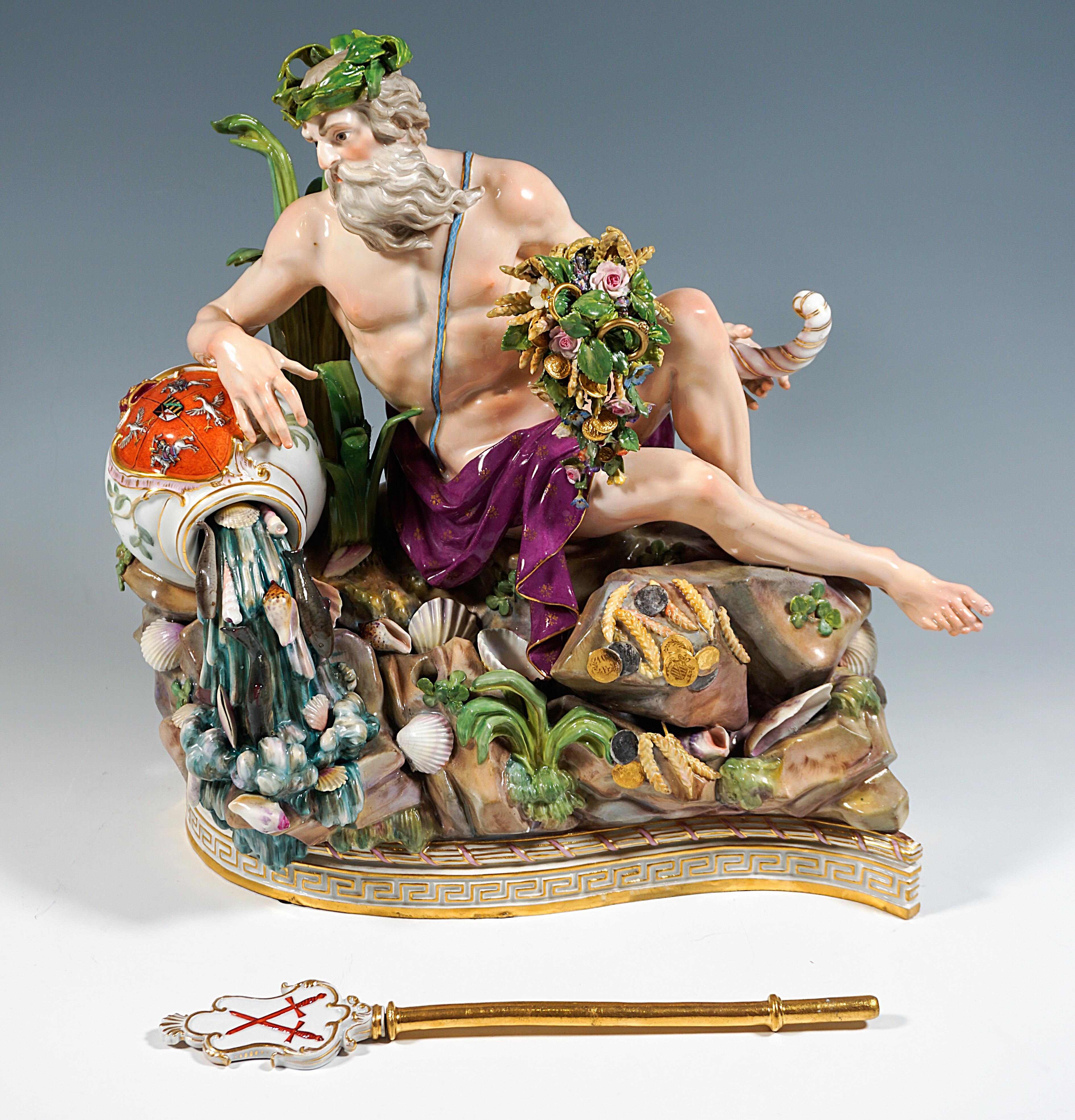 19th Century Meissen Group 'Allegory Of The Volga' for Catherine II of Russia, Kaendler, 1850 For Sale