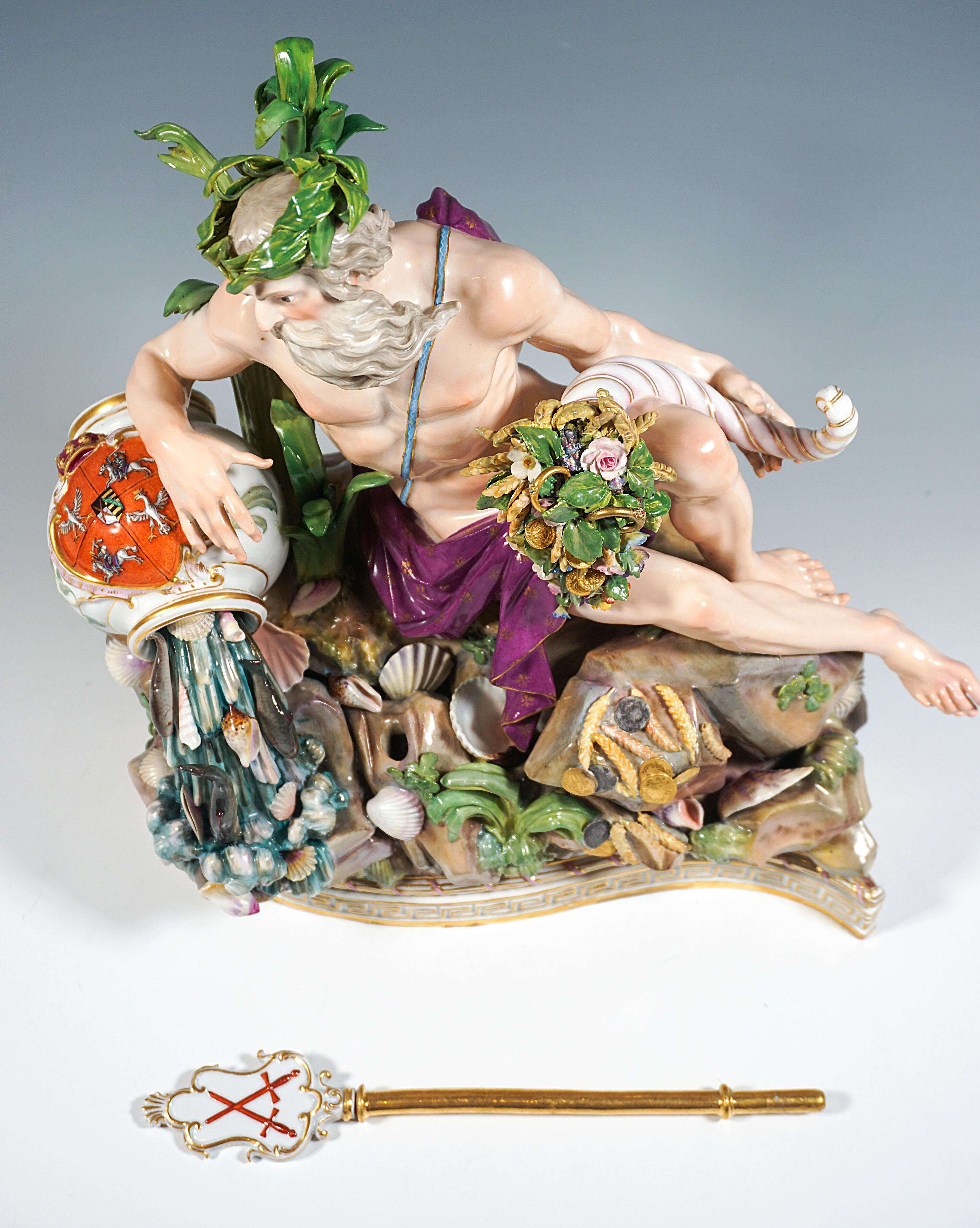 Porcelain Meissen Group 'Allegory Of The Volga' for Catherine II of Russia, Kaendler, 1850 For Sale