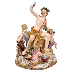 Antique Meissen Group Bacchanal With Wine Barrel, by Kaendler & Meyer, Germany Ca 1870