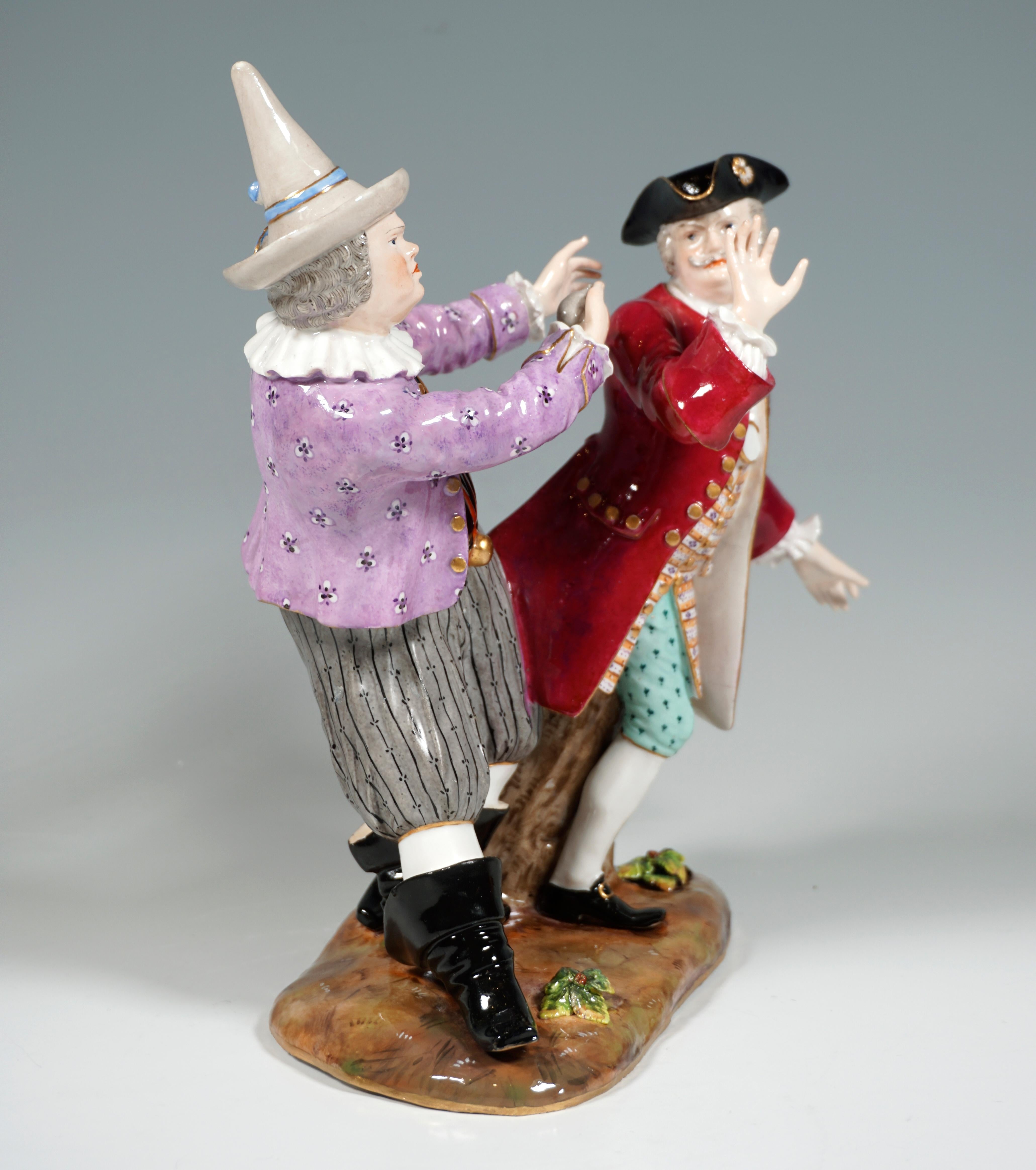 Rococo Meissen Group, Court Jesters Froehlich & Schmiedel, by Kaendler, Germany ca 1850