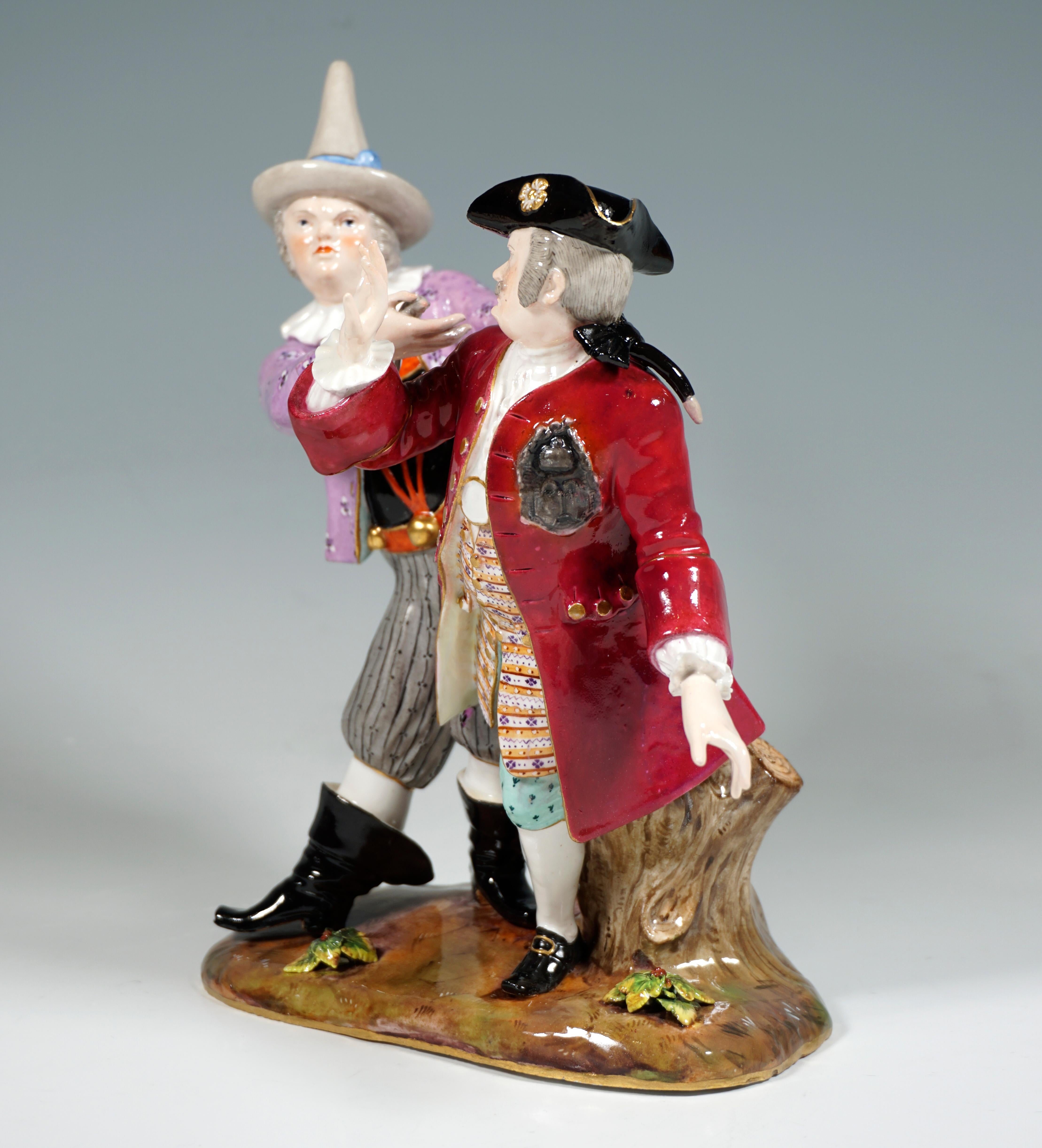 Meissen Group, Court Jesters Froehlich & Schmiedel, by Kaendler, Germany ca 1850 In Good Condition In Vienna, AT