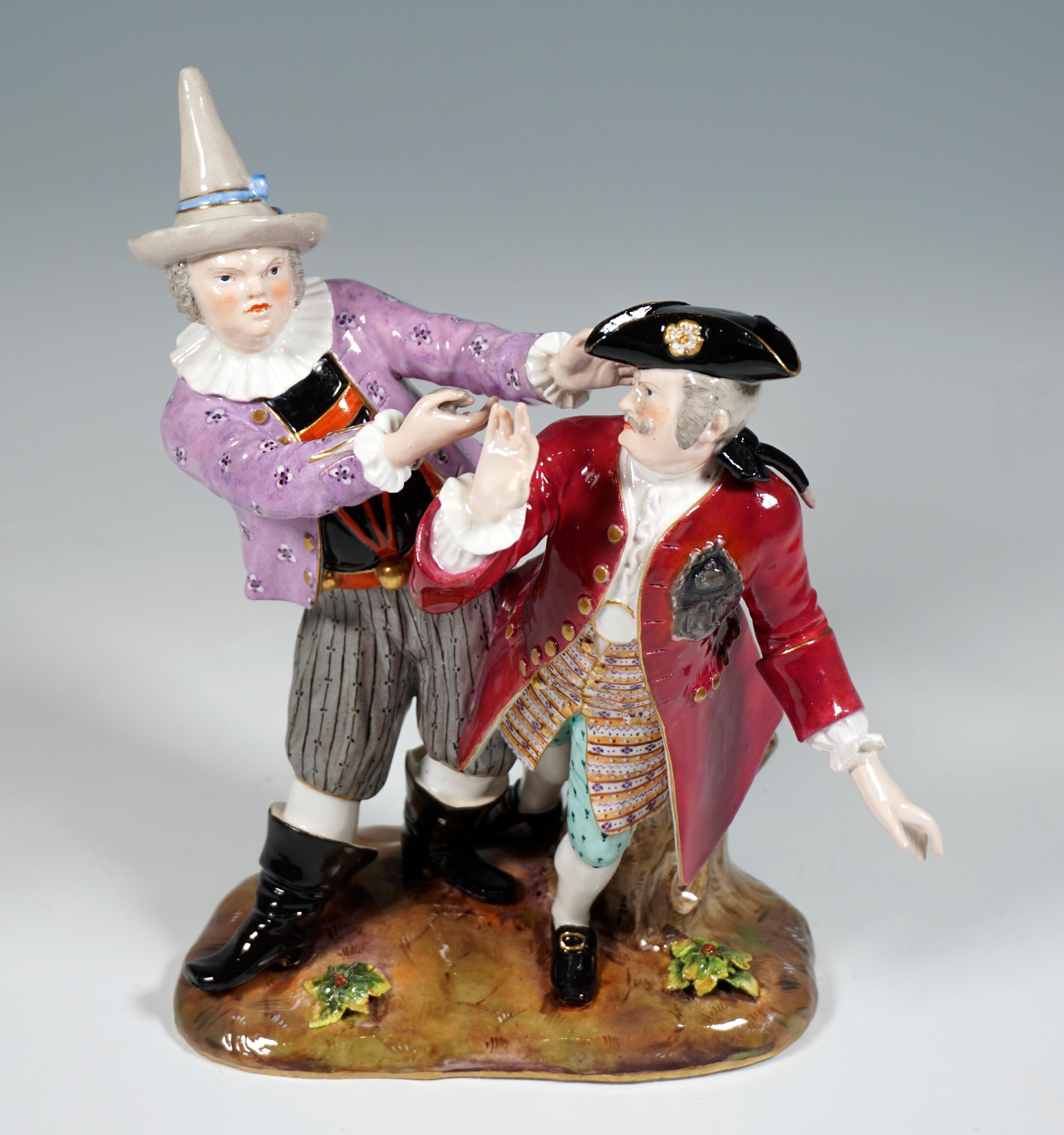 Mid-19th Century Meissen Group, Court Jesters Froehlich & Schmiedel, by Kaendler, Germany ca 1850