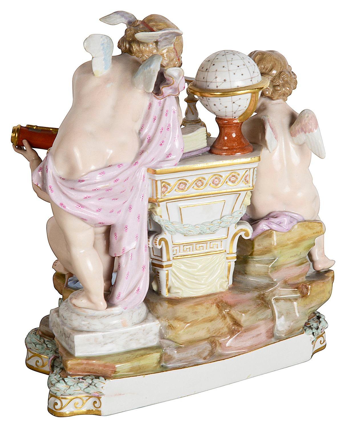An enchanting late 19th Century Meissen porcelain group depicting cherubs staying astronomy.
Blue crossed swords to the base.

batch 81 61275 UNKZZ