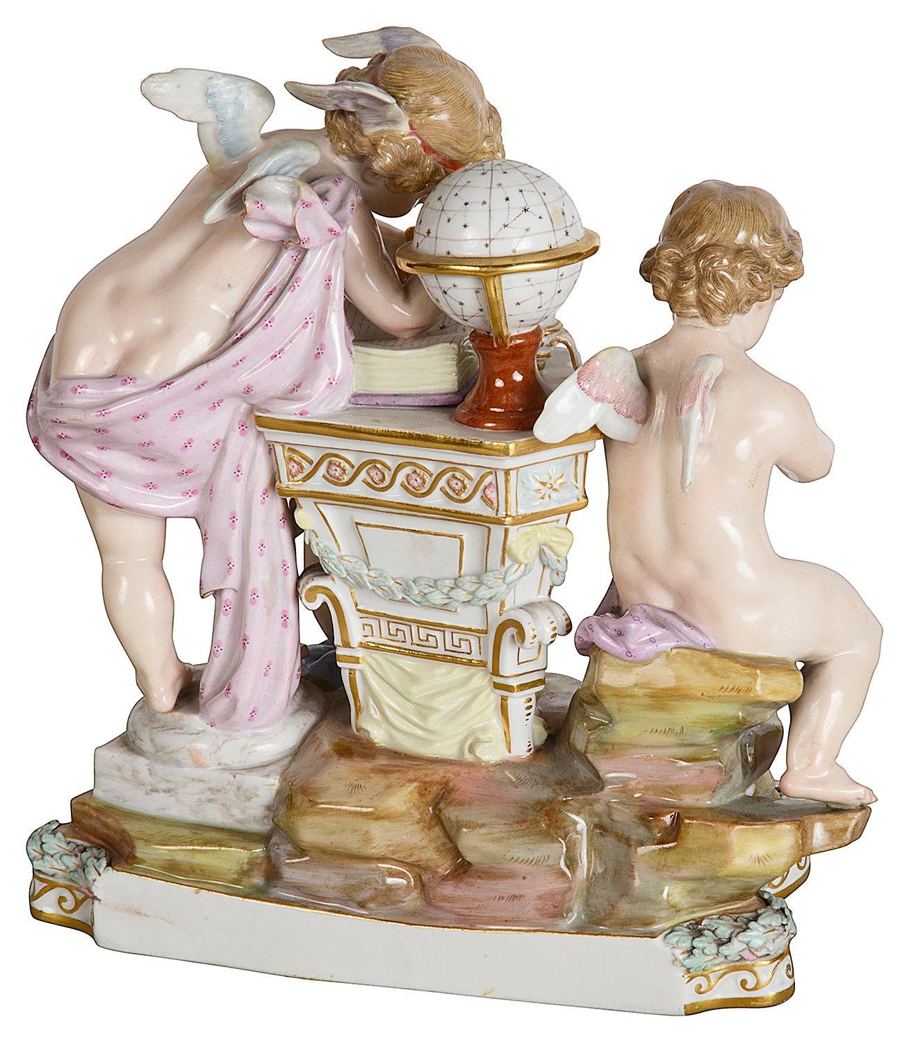 German Meissen group depicting Astronomy, 19th Century. For Sale