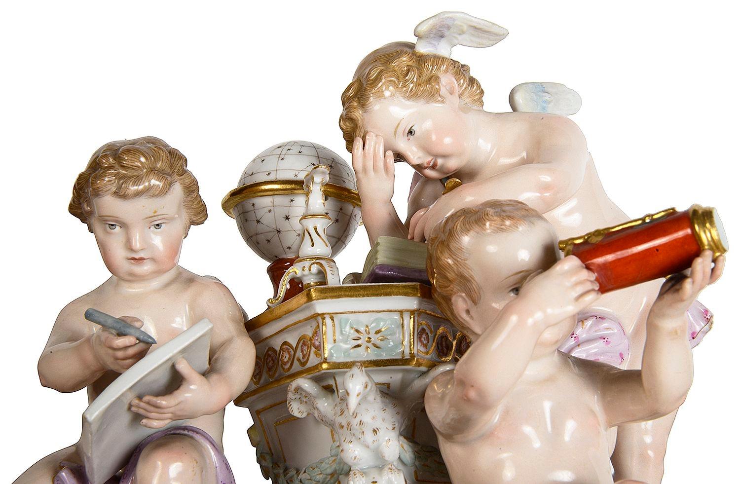 Porcelain Meissen group depicting Astronomy, 19th Century. For Sale