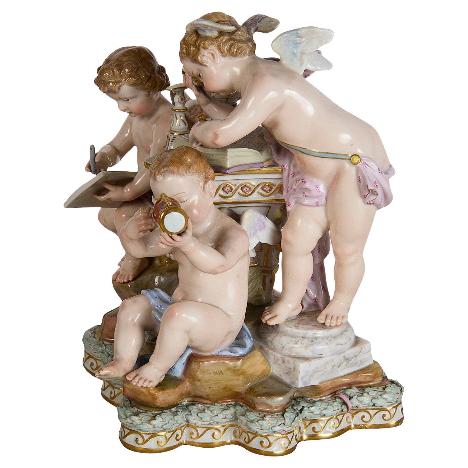 Meissen group depicting Astronomy, 19th Century.
