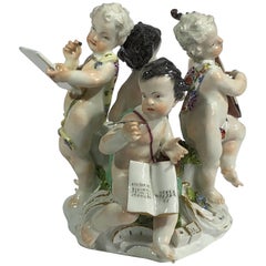 Antique Meissen Group, Four Children Representing 
The Arts
, circa 1755