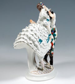 Meissen Group 'Harlekin & Columbine', Russian Ballet 'Carnival', Scheurich, 20th