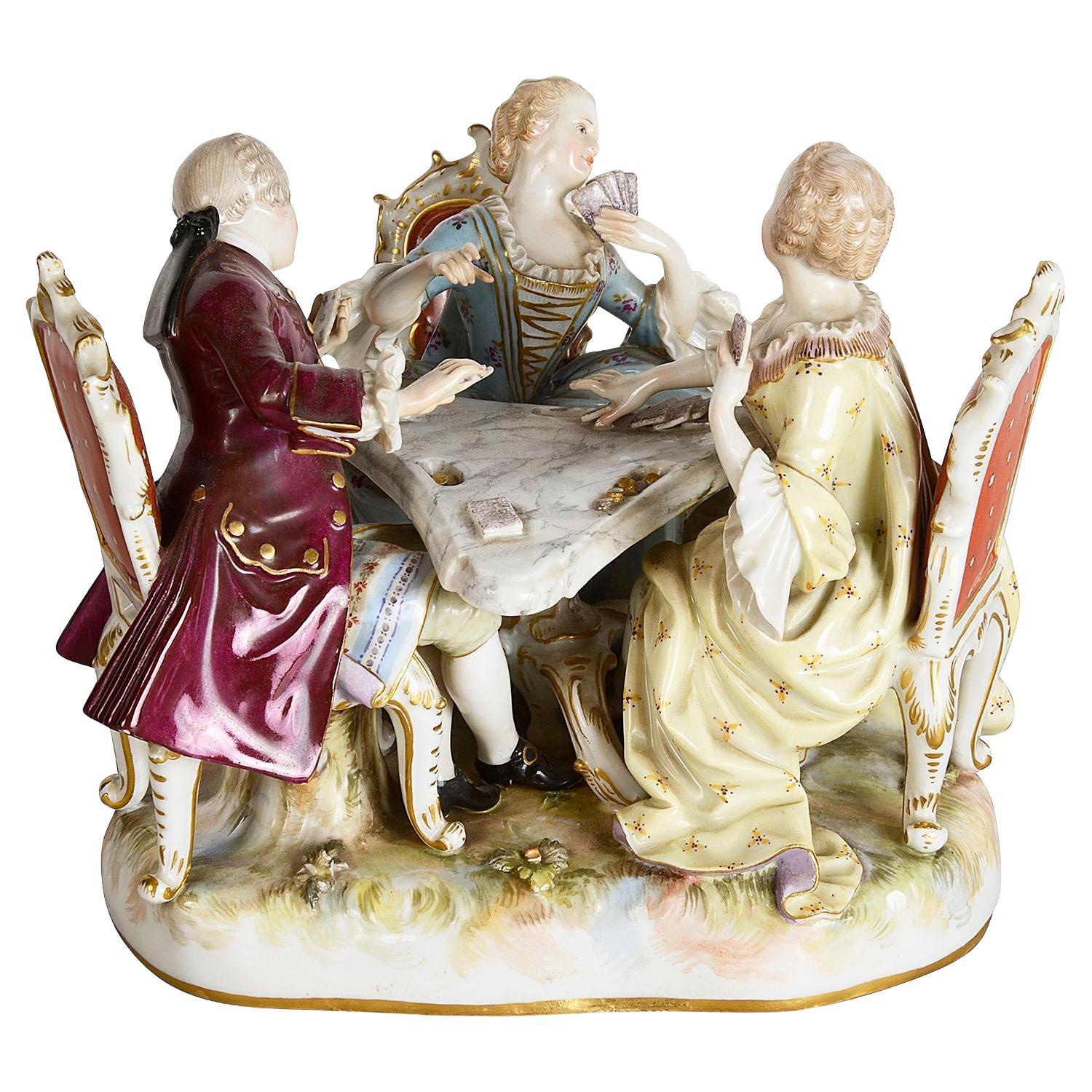 Meissen group playing cards, late 19th Century.