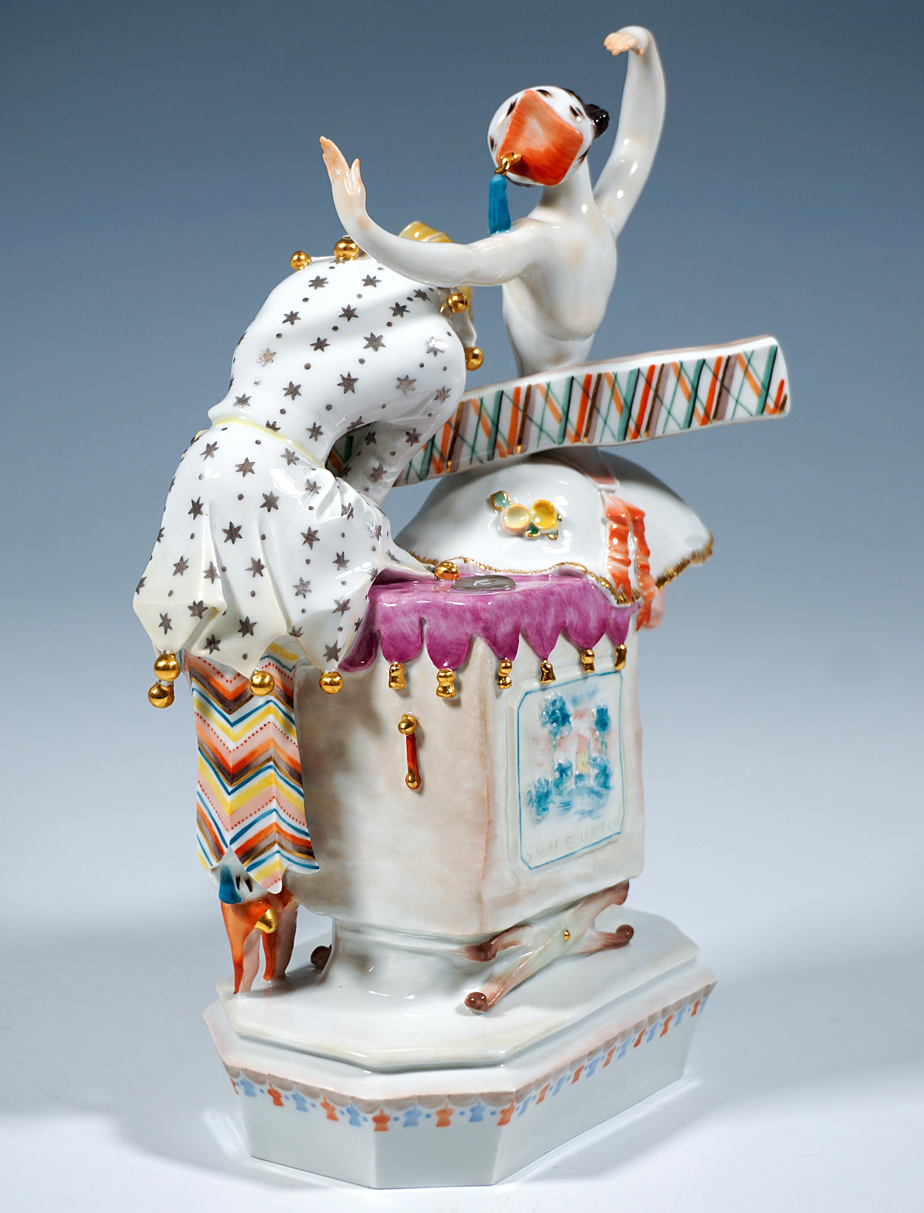 German Meissen Group Russian Ballet 'Petrushka & Ballerina', by Paul Scheurich, 20th