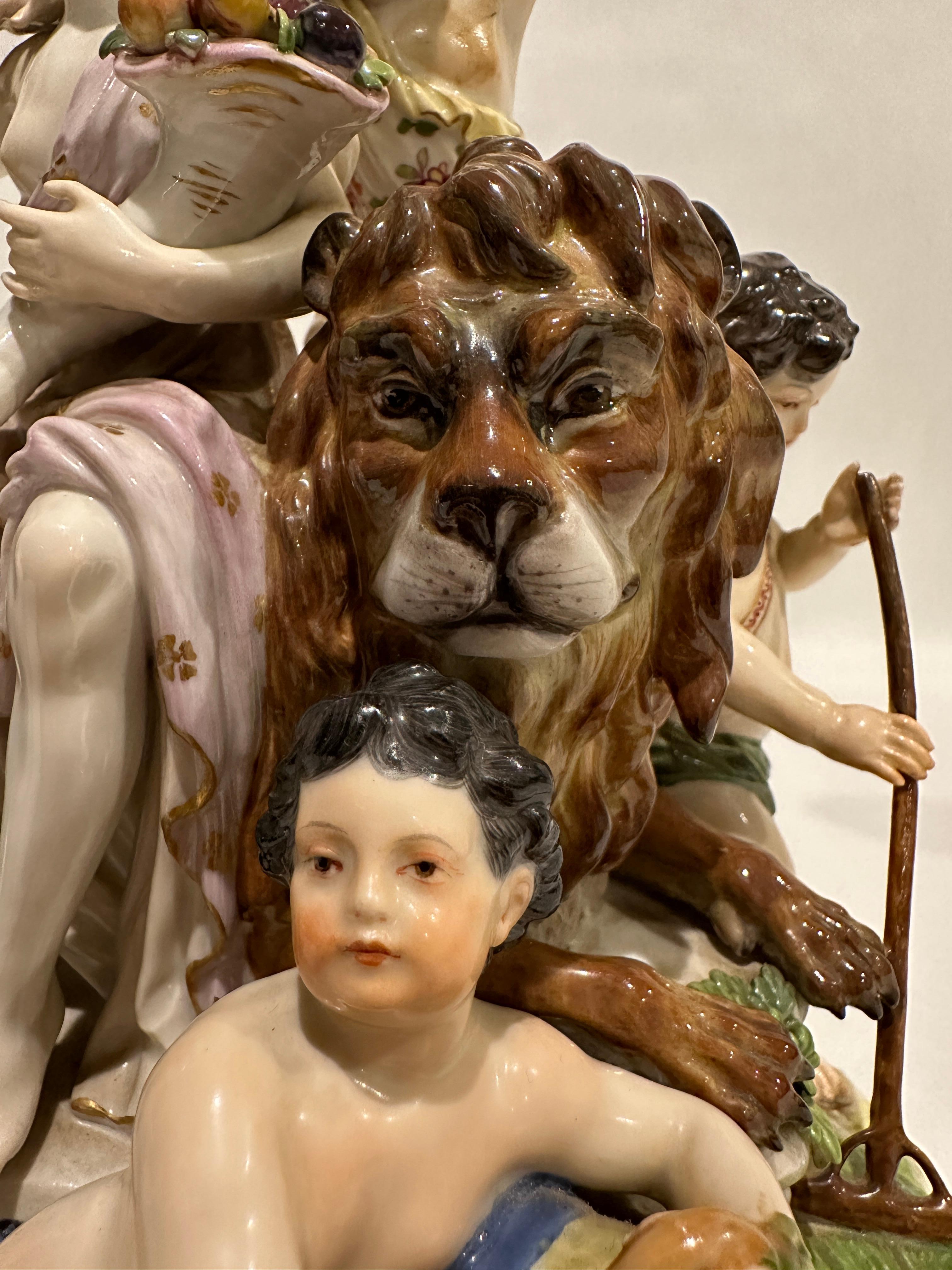XIXe siècle Six figurines Allegory of Earth d'Acier modèle D 83 du groupe Meissen en vente