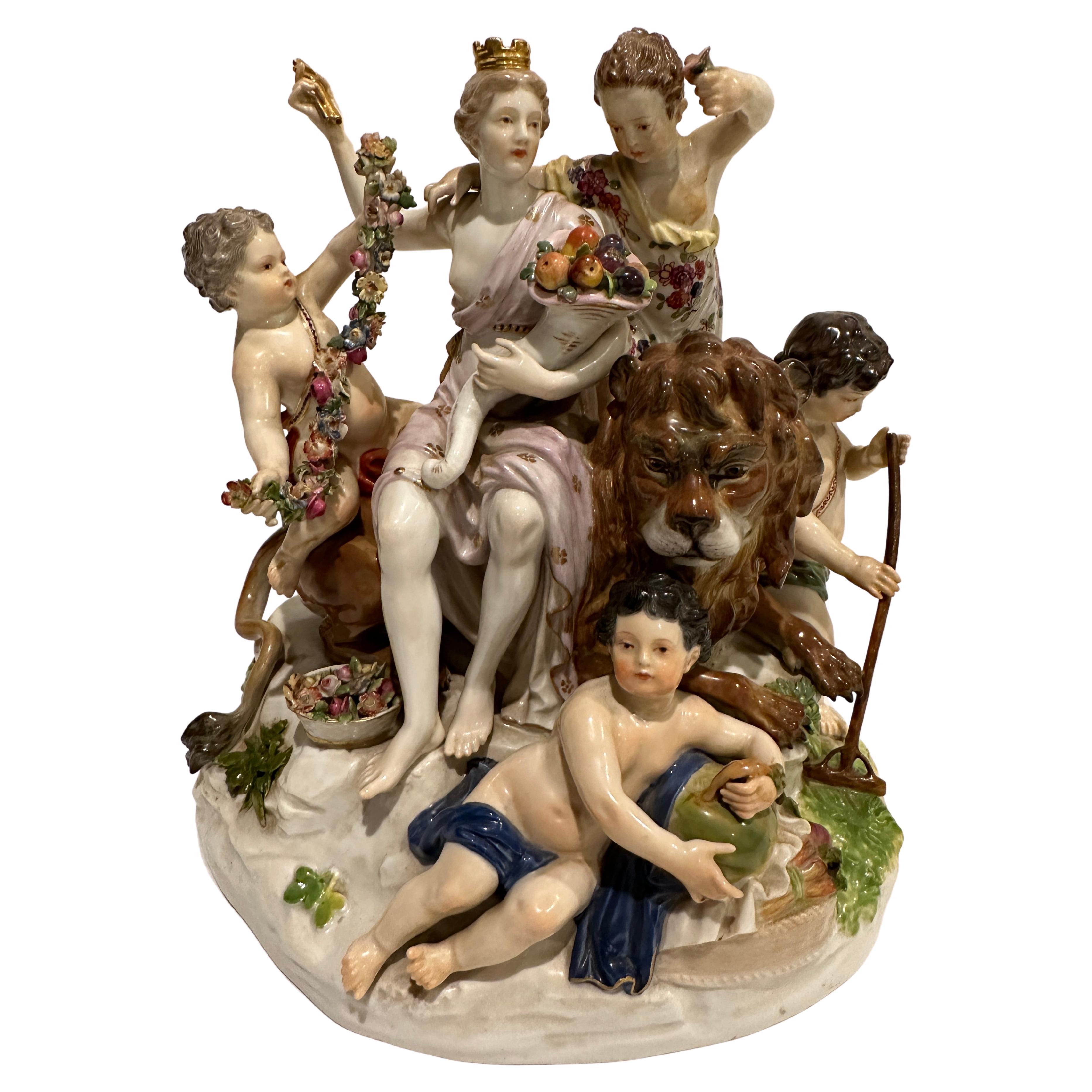 Meissen Group Six Figurines Allegory of Earth by Acier Model D 83 For Sale