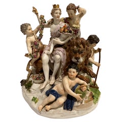 Antique Meissen Group Six Figurines Allegory of Earth by Acier Model D 83