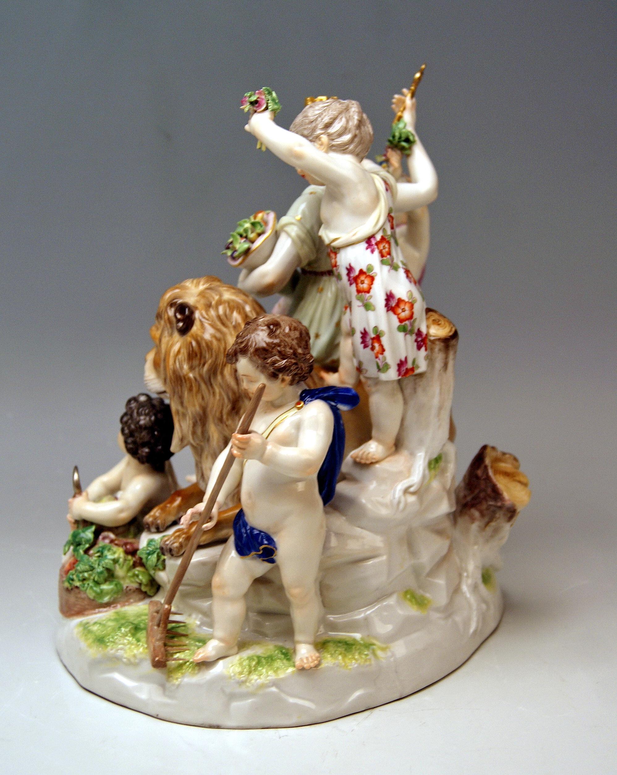 Rococo Meissen Group Six Figurines Allegory of Earth by Acier Model D 83