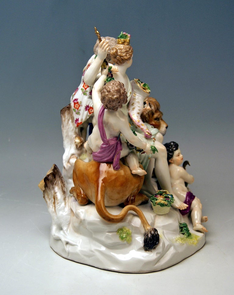 Painted Meissen Group Six Figurines Allegory of Earth by Acier Model D 83