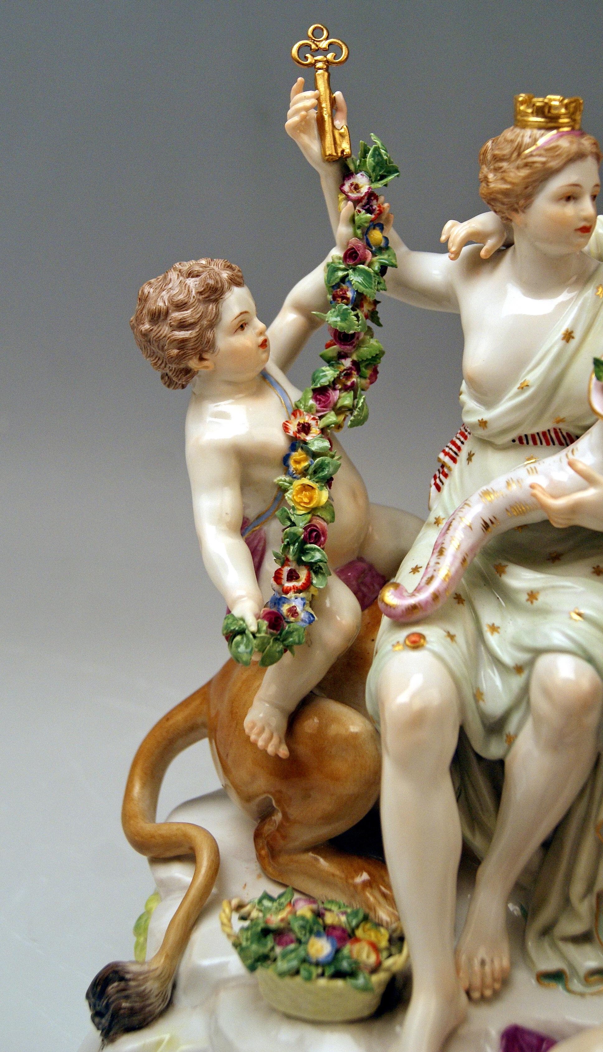 Meissen Group Six Figurines Allegory of Earth by Acier Model D 83 In Good Condition In Vienna, AT