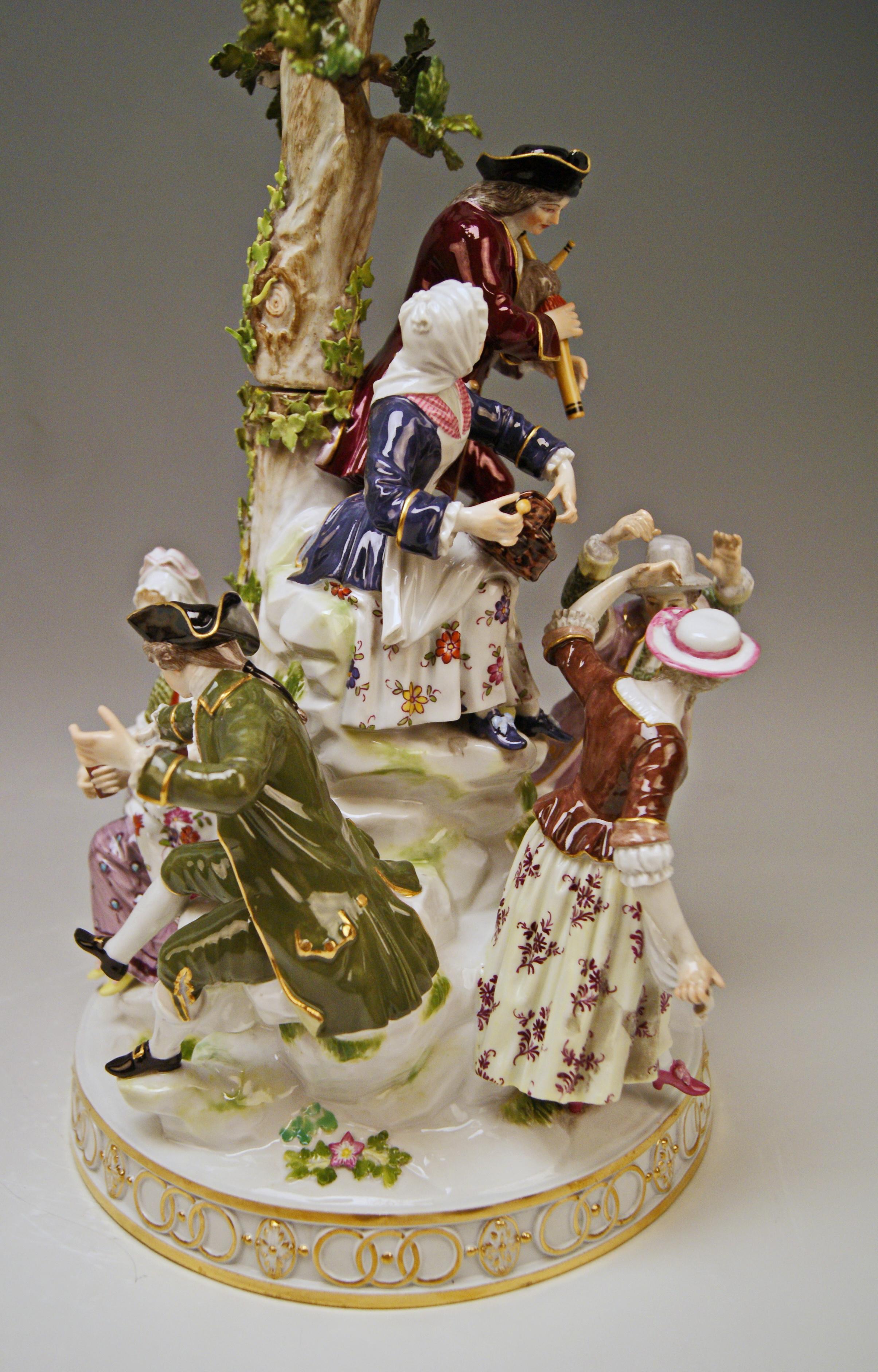 Meissen Group Six Figurines Gardeners Musicians, Acier Model D 96, circa 1870 2