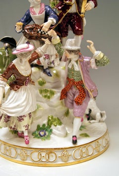 Meissen Group Six Figurines Gardeners Musicians, Acier Model D 96, circa 1870