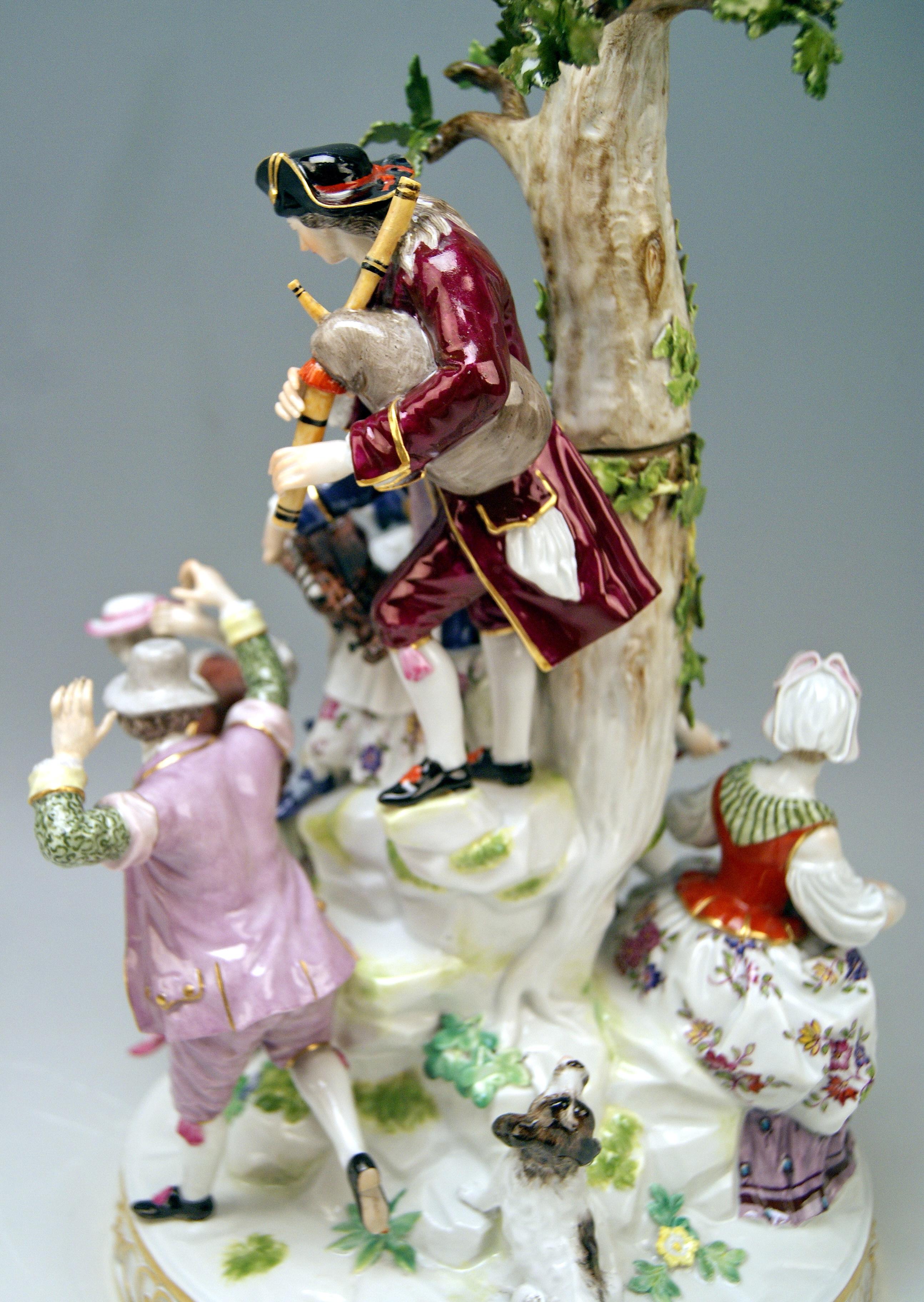 Meissen Group Six Figurines Gardeners Musicians, Acier Model D 96, circa 1870 In Good Condition In Vienna, AT