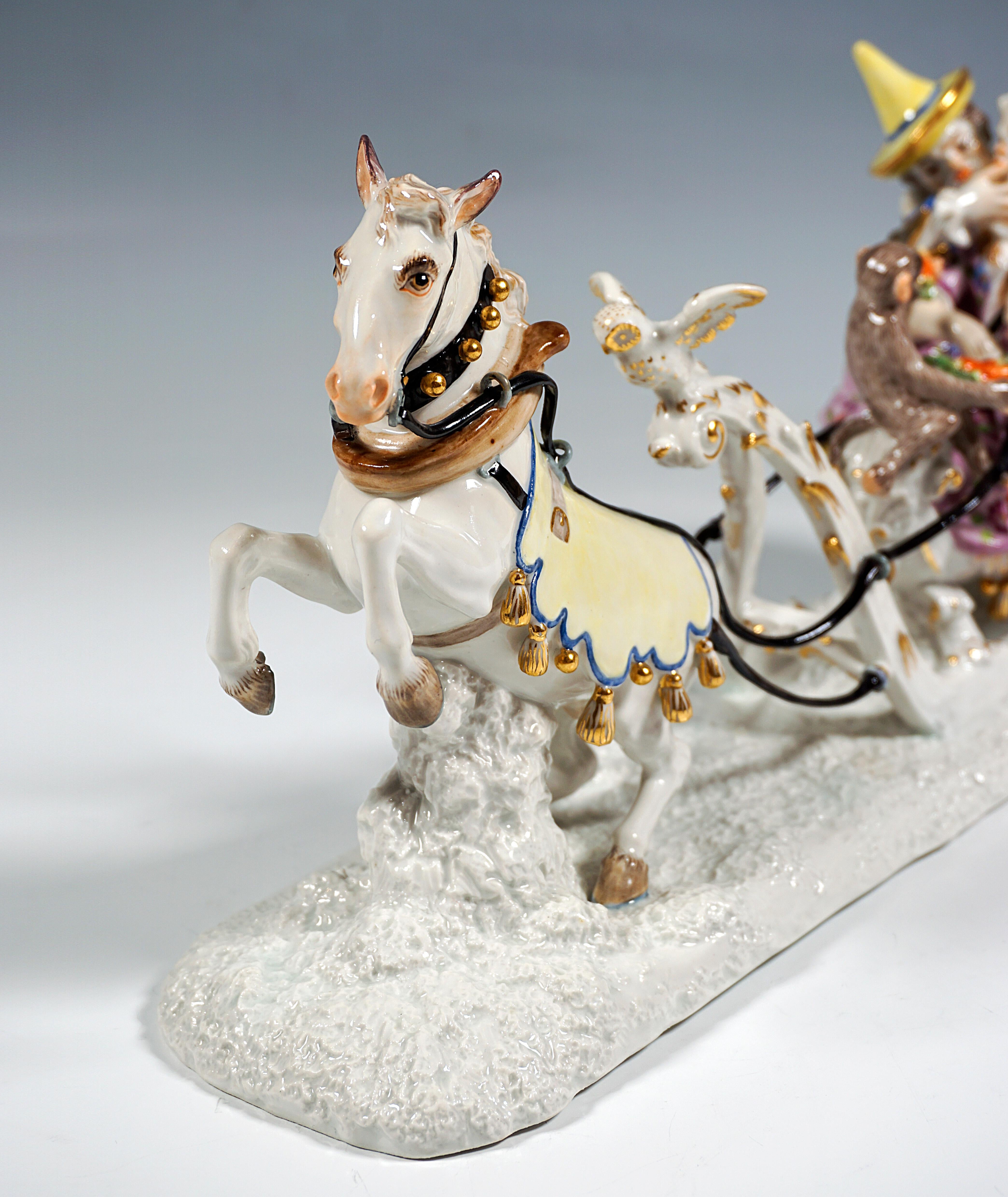 German Meissen Group 'Sleigh Ride with the Court Jesters', by J.J. Kaendler, ca 1900