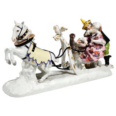 Used Meissen Group 'Sleigh Ride with The Court Jesters' by Kaendler, circa 1850