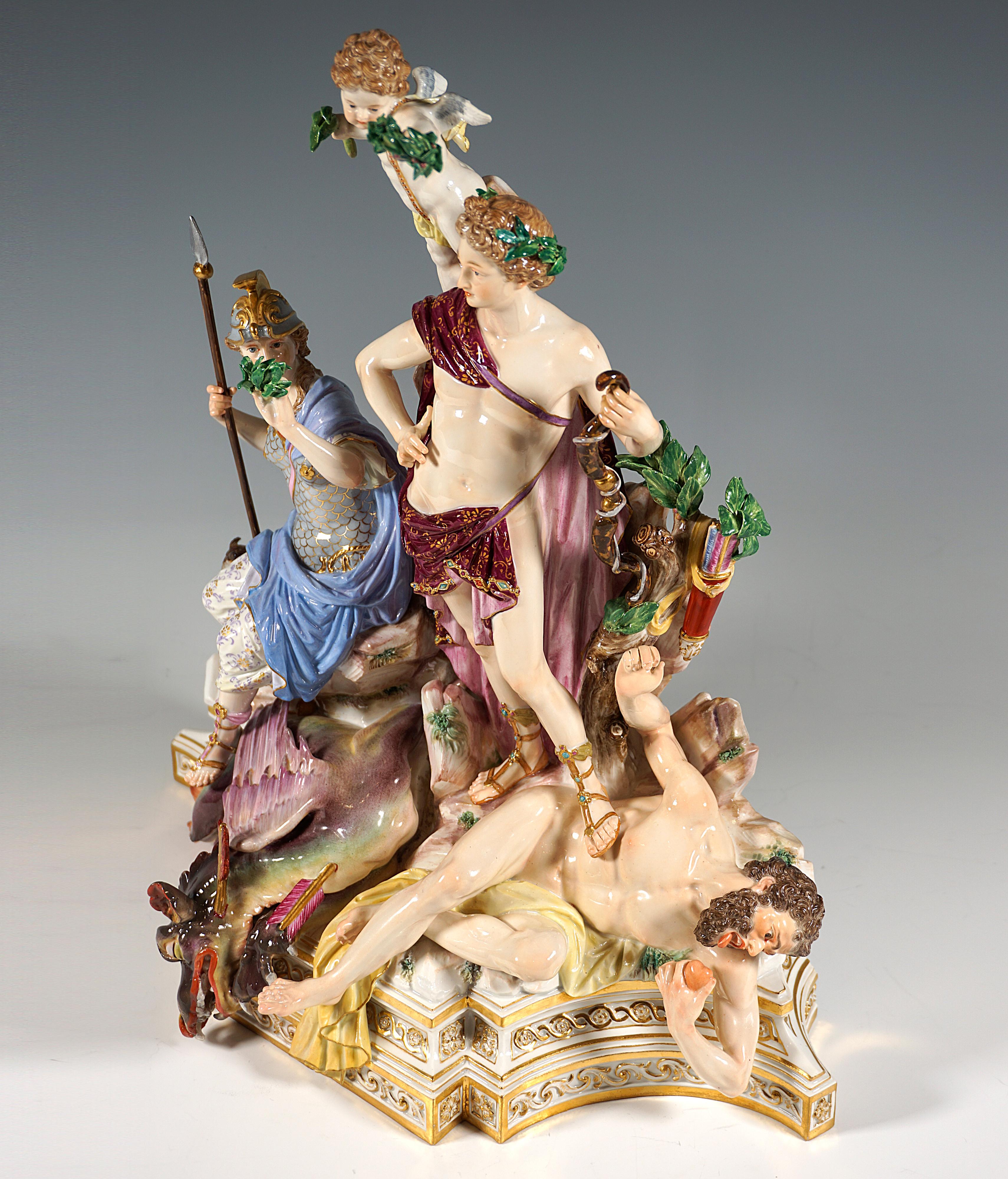 Baroque Meissen Group 'Triumph Of Apollo Over Python' for Catherine II of Russia, c 1860 For Sale