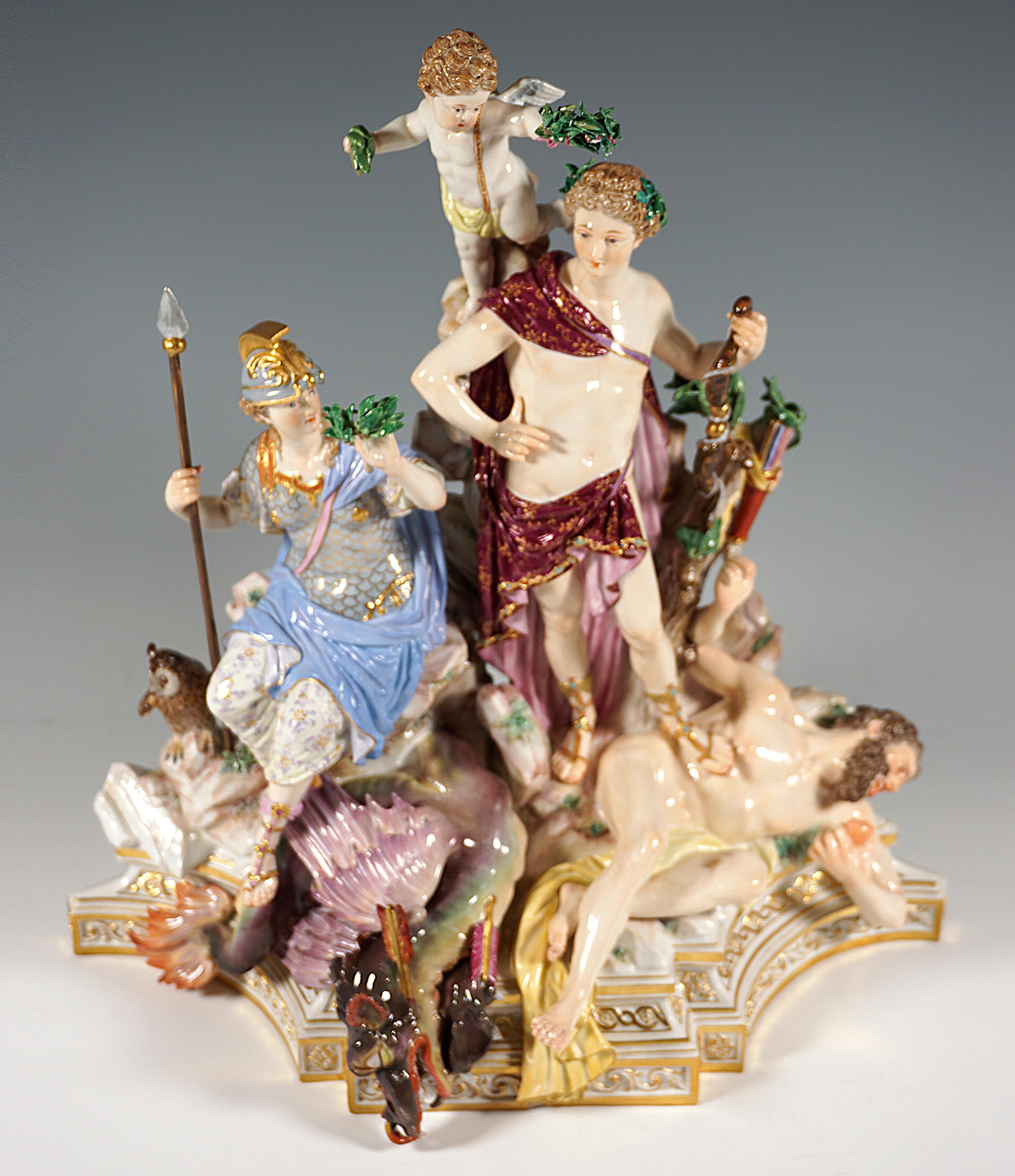 German Meissen Group 'Triumph Of Apollo Over Python' for Catherine II of Russia, c 1860 For Sale