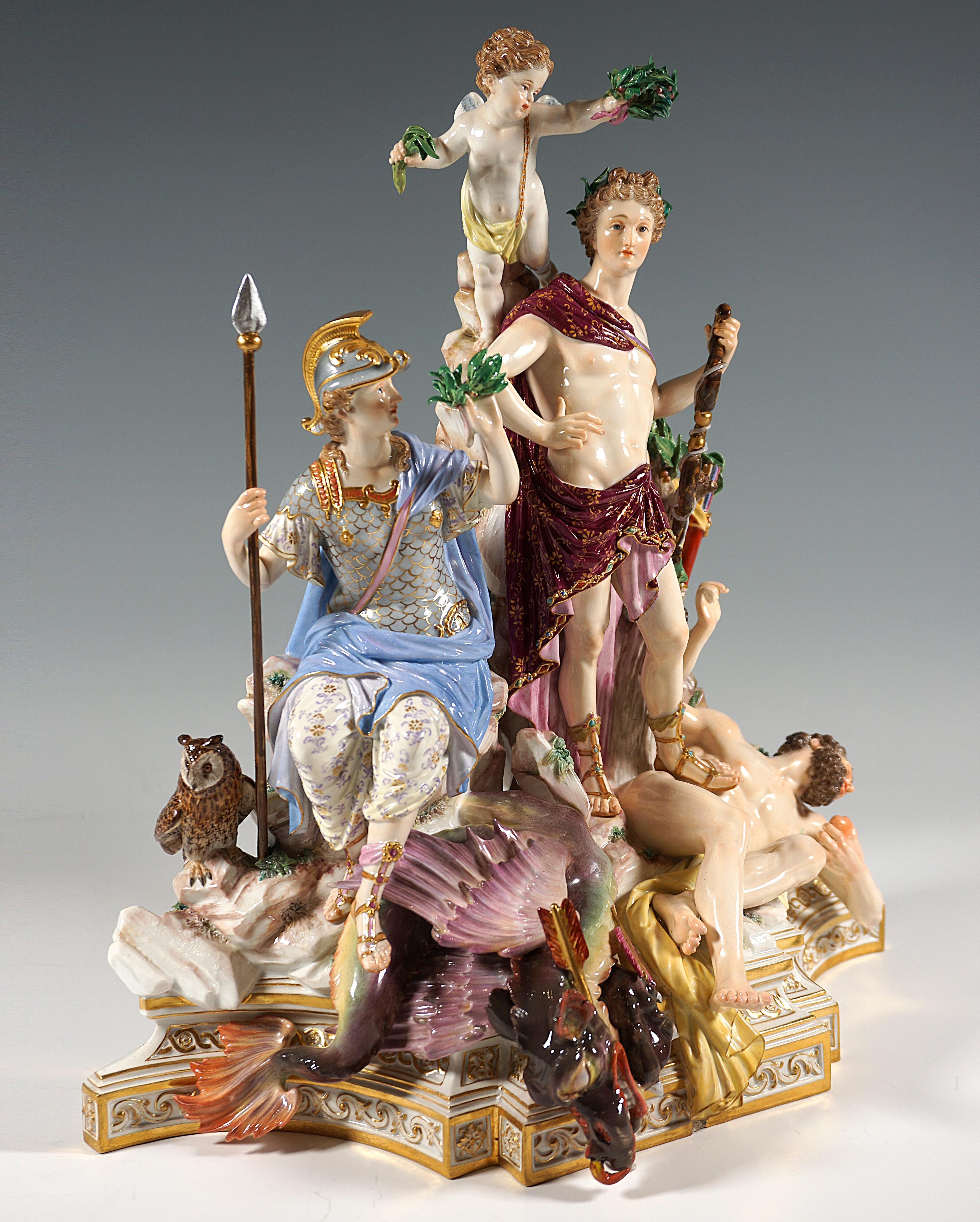 Hand-Crafted Meissen Group 'Triumph Of Apollo Over Python' for Catherine II of Russia, c 1860 For Sale