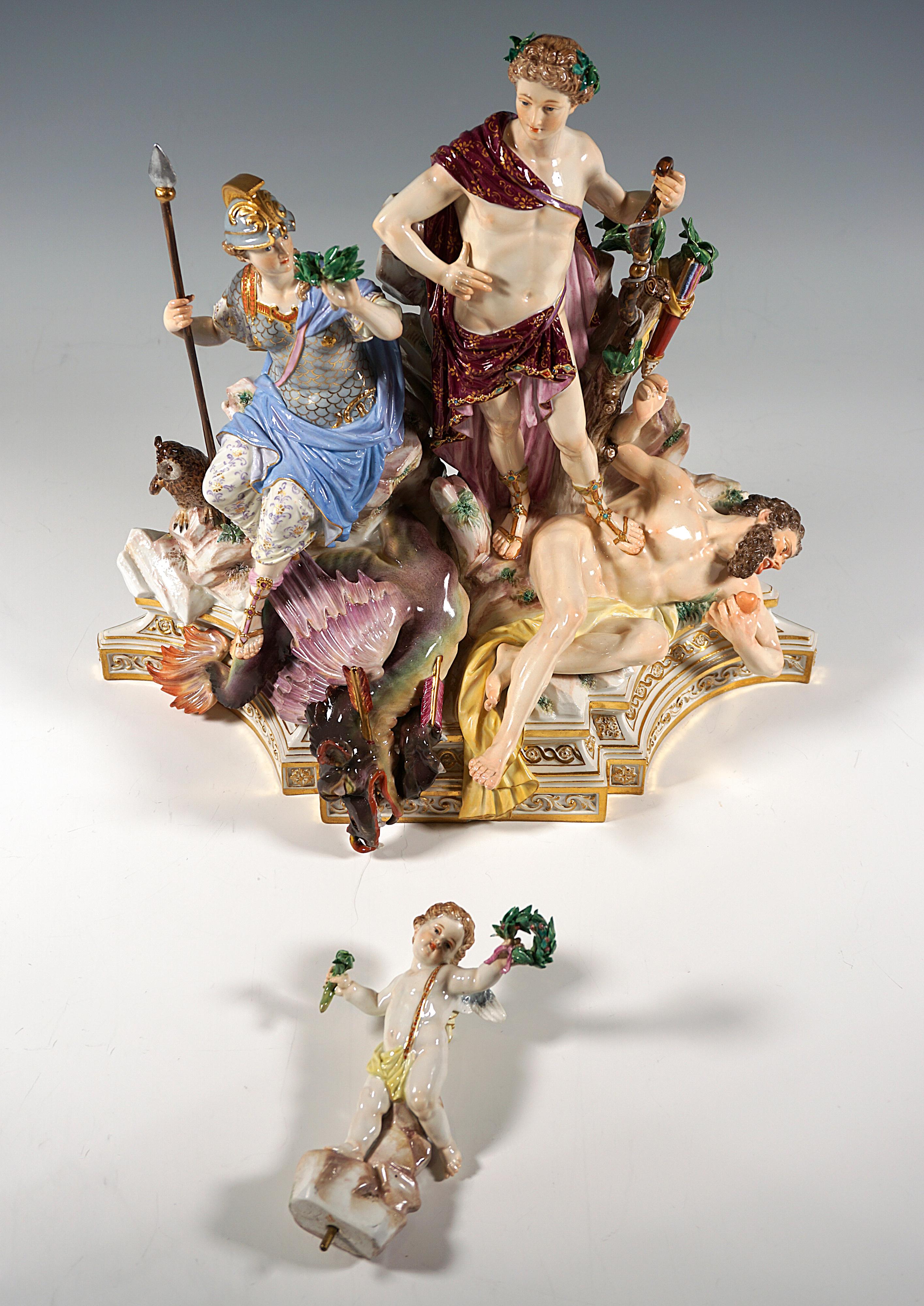 Hand-Crafted Meissen Group 'Triumph Of Apollo Over Python' for Catherine II of Russia, c 1860 For Sale