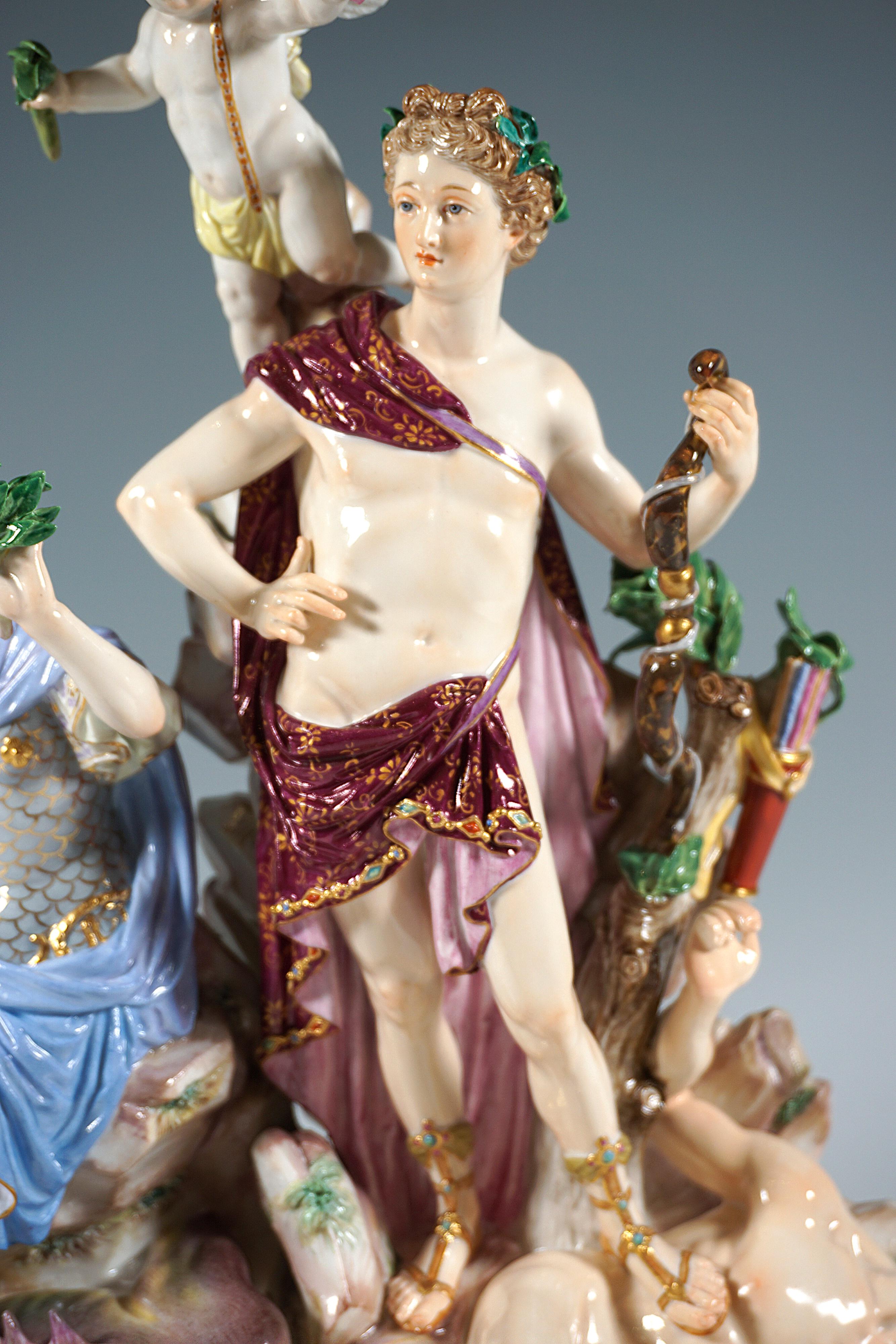 Porcelain Meissen Group 'Triumph Of Apollo Over Python' for Catherine II of Russia, c 1860 For Sale