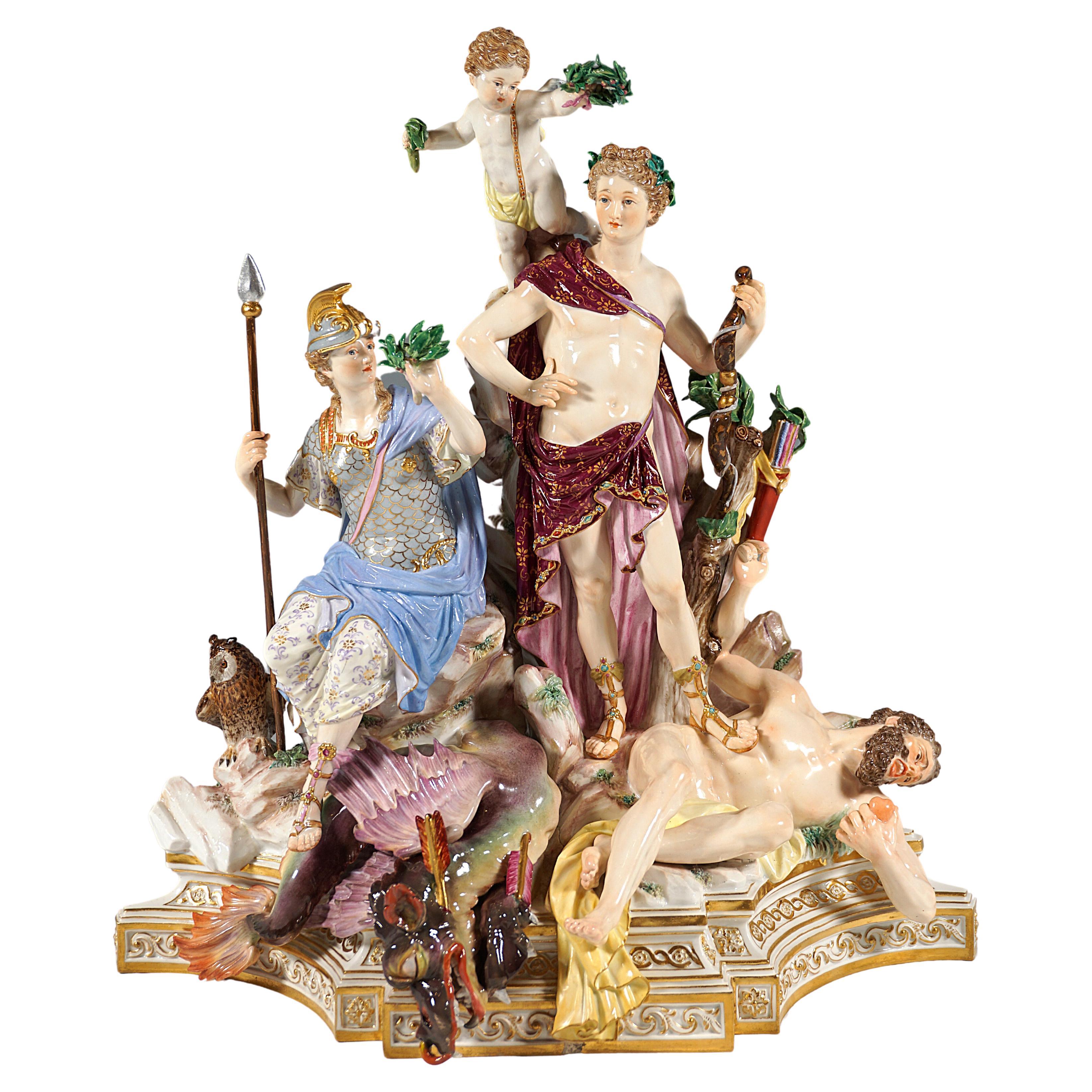 Meissen Group 'Triumph Of Apollo Over Python' for Catherine II of Russia, c 1860 For Sale