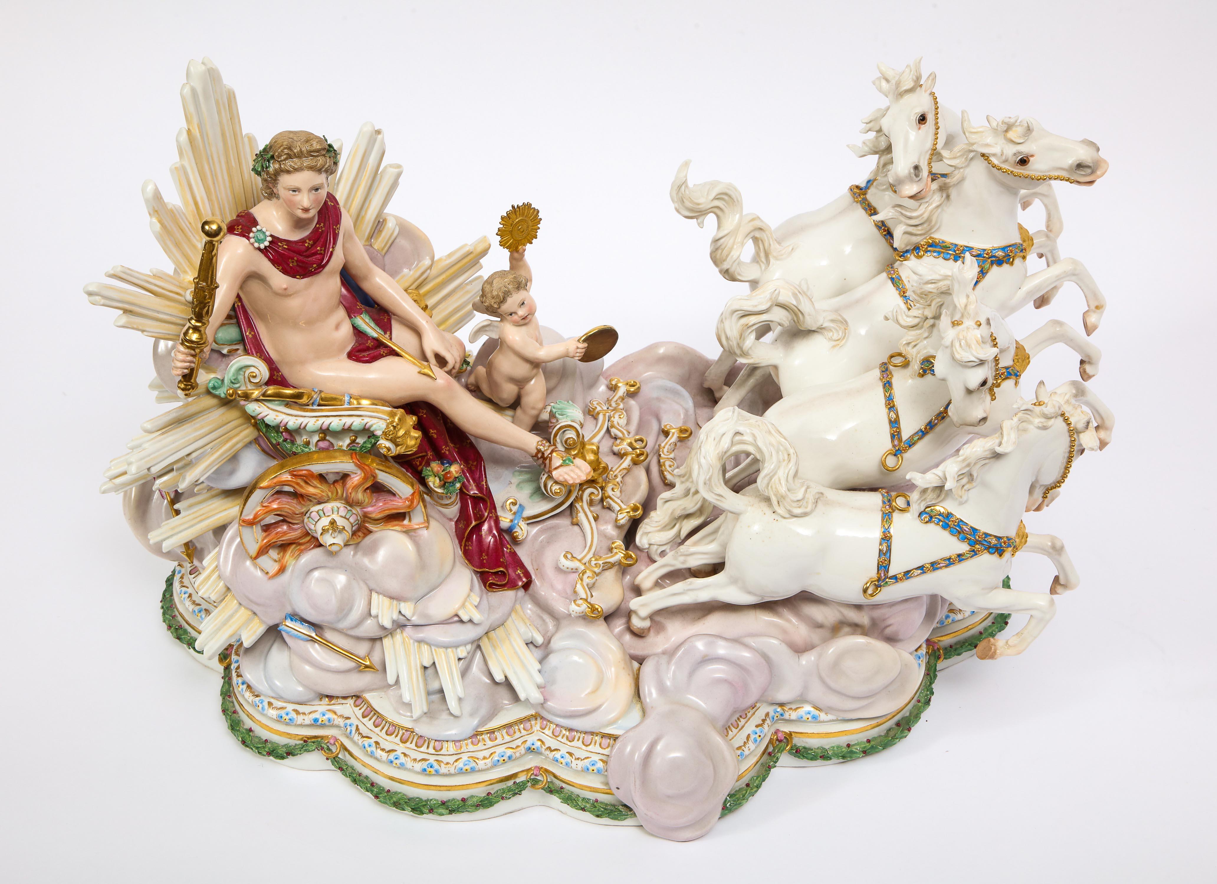 Baroque Groupe de Meissen du chariot Soleil d'Apollon avec Putti du Soleil pour Catherine la Grande en vente