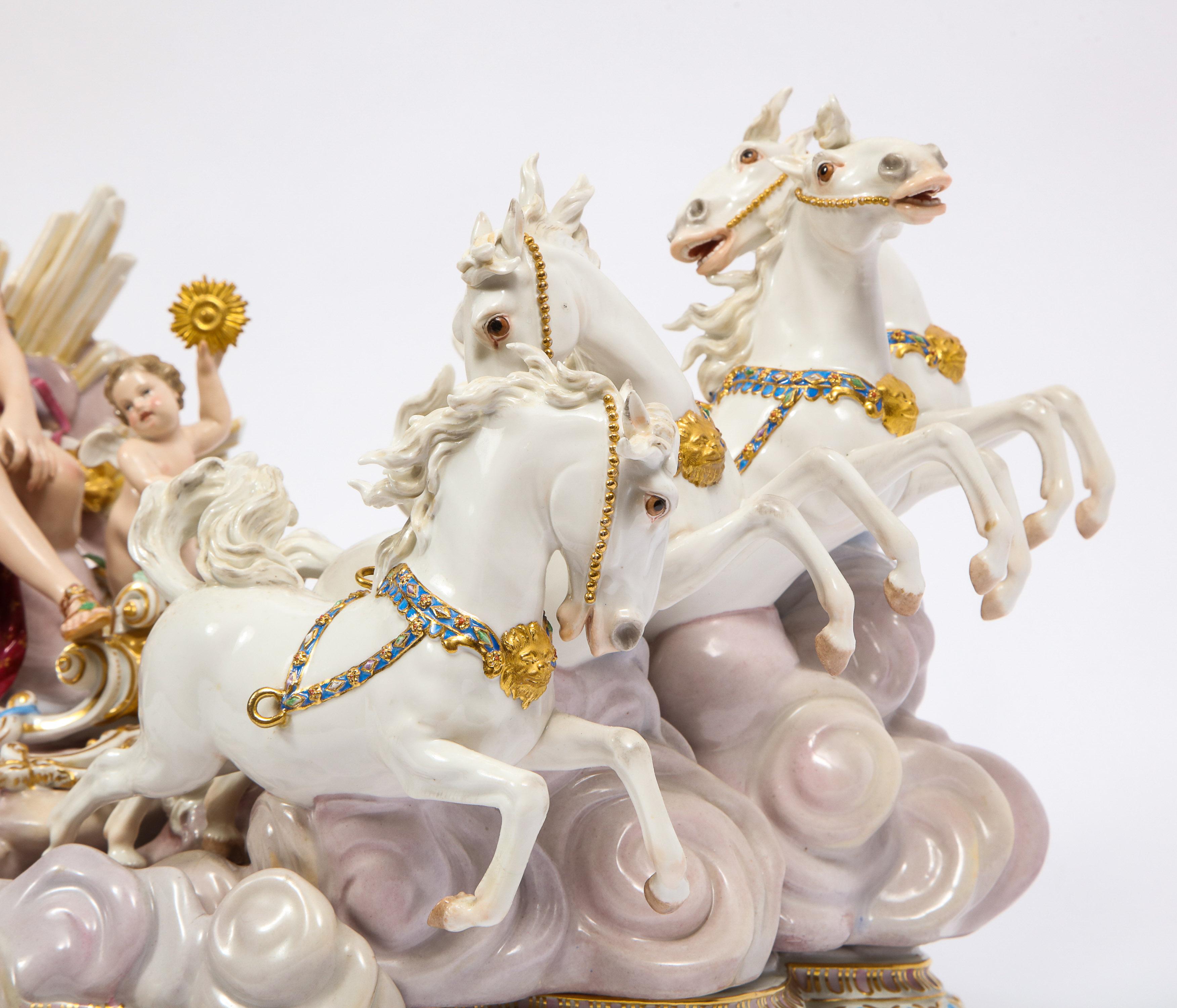 Hand-Painted Meissen Grouping of Apollo's Sun Chariot with Sun Putti for Catherine the Great For Sale