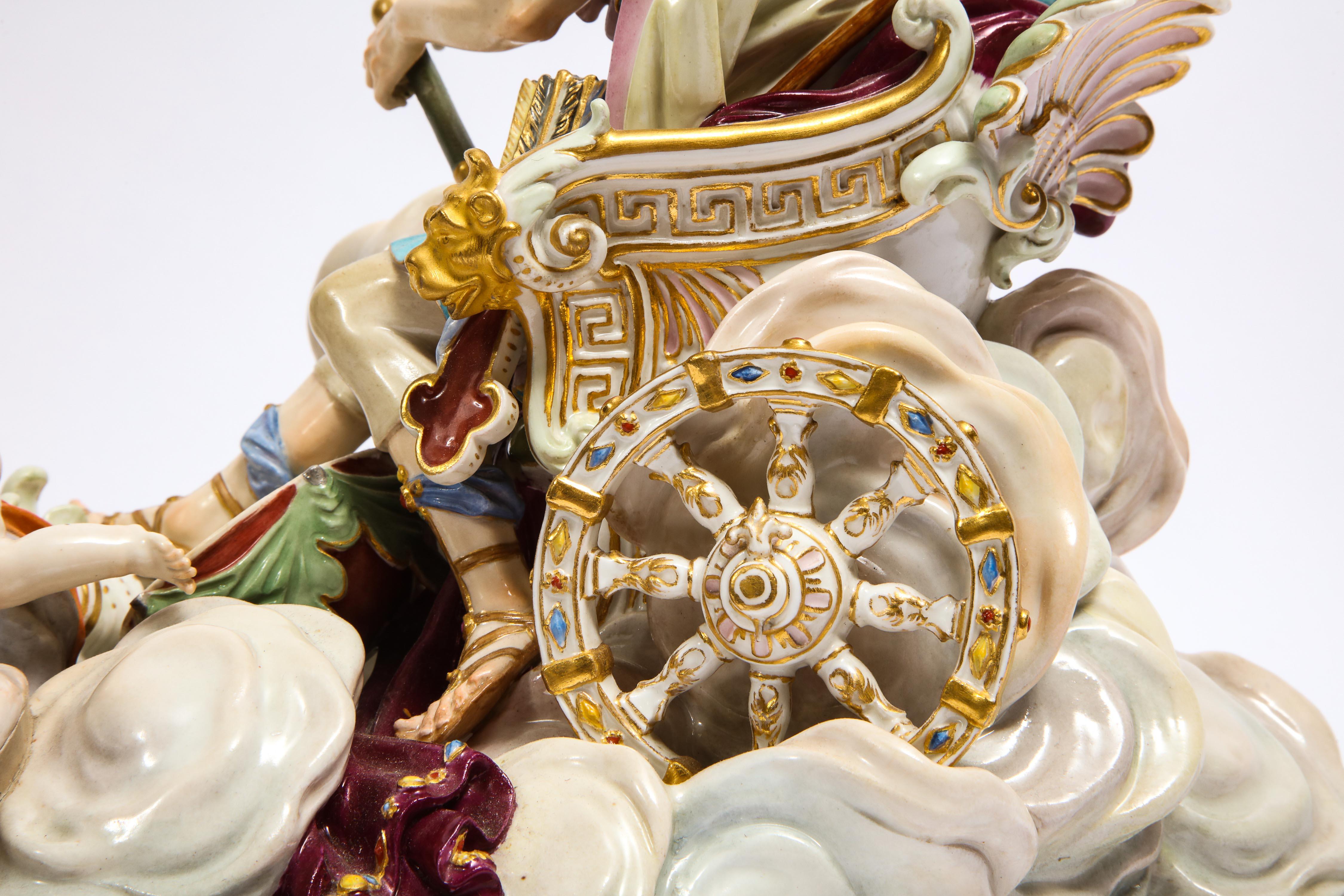 Hand-Painted Meissen Grouping of Mars's War Chariot with War Putti for Catherine the Great For Sale