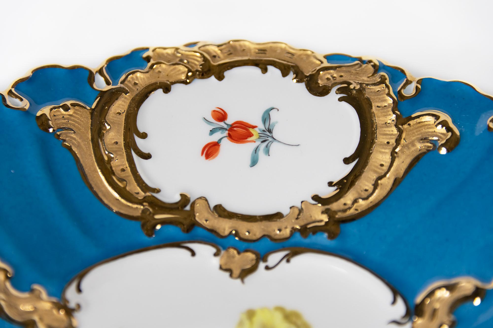 German Meissen Hand Painted Gilded Porcelain Plate