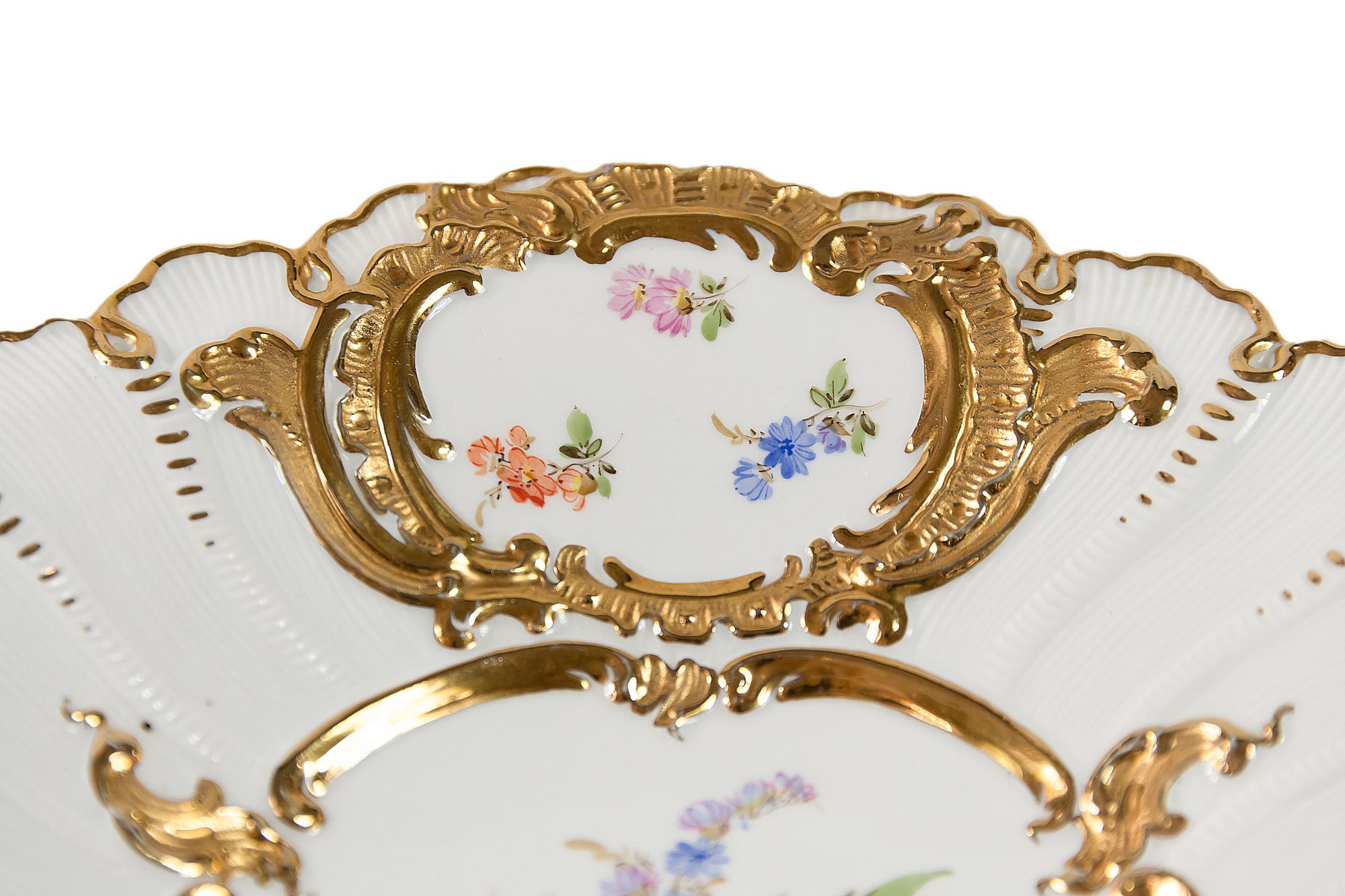 Gilt Meissen Hand Painted Gilded Porcelain Plate