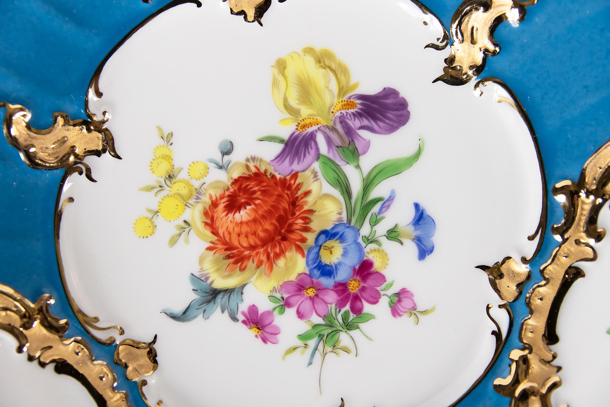 Gilt Meissen Hand Painted Gilded Porcelain Plate