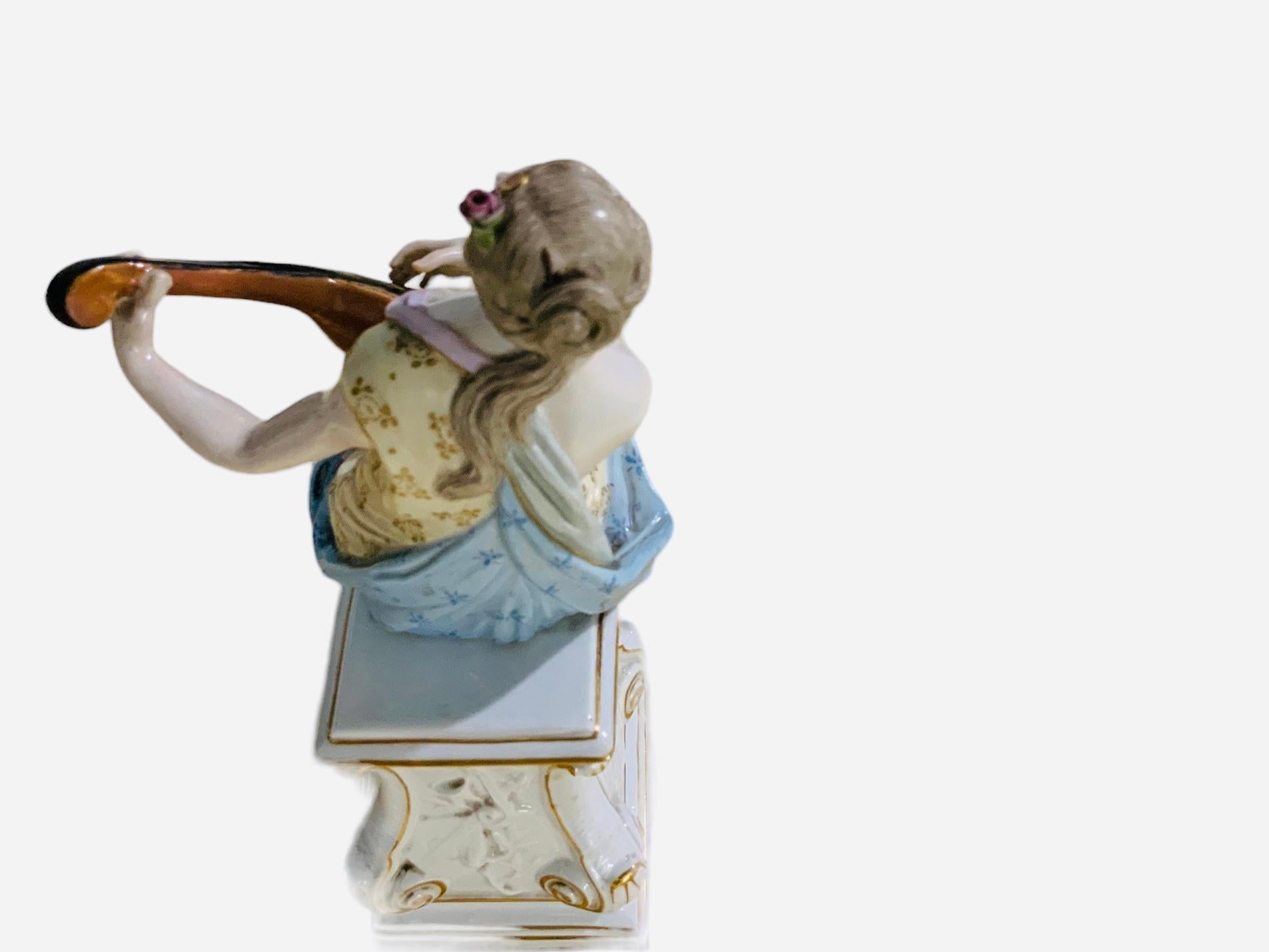 Neoclassical Meissen Hand Painted Porcelain Figurine Of A  Greek Mythology’s Muse  For Sale