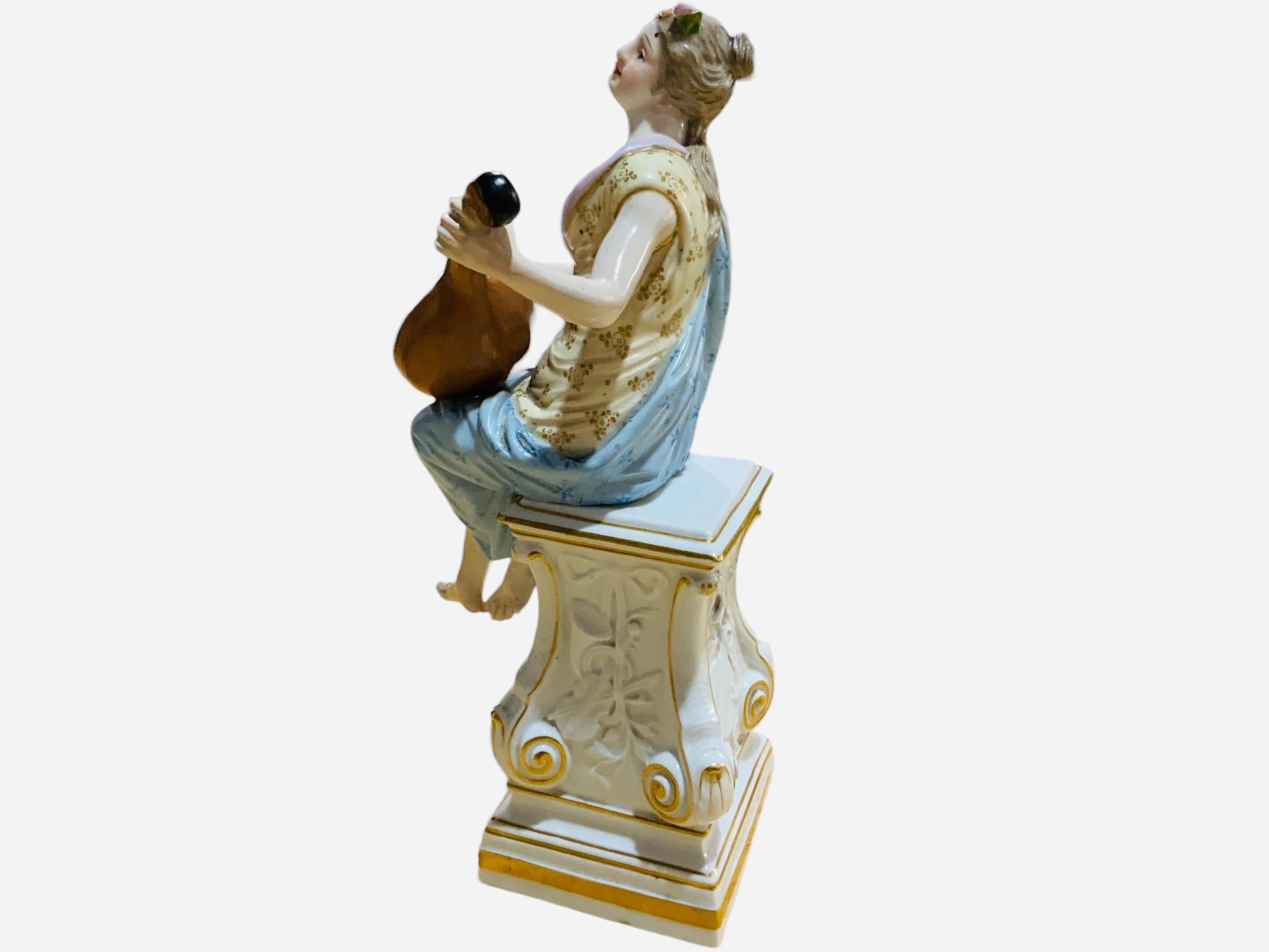 German Meissen Hand Painted Porcelain Figurine Of A  Greek Mythology’s Muse  For Sale